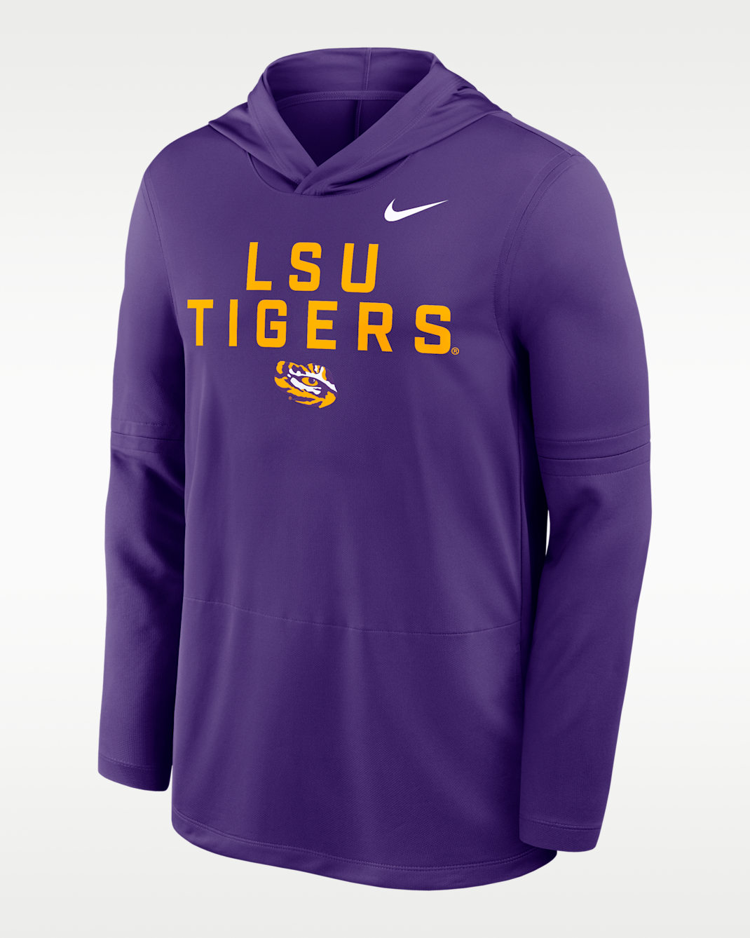 Playera de manga larga universitaria Nike Dri-FIT con gorro para hombre LSU Sideline - Morado