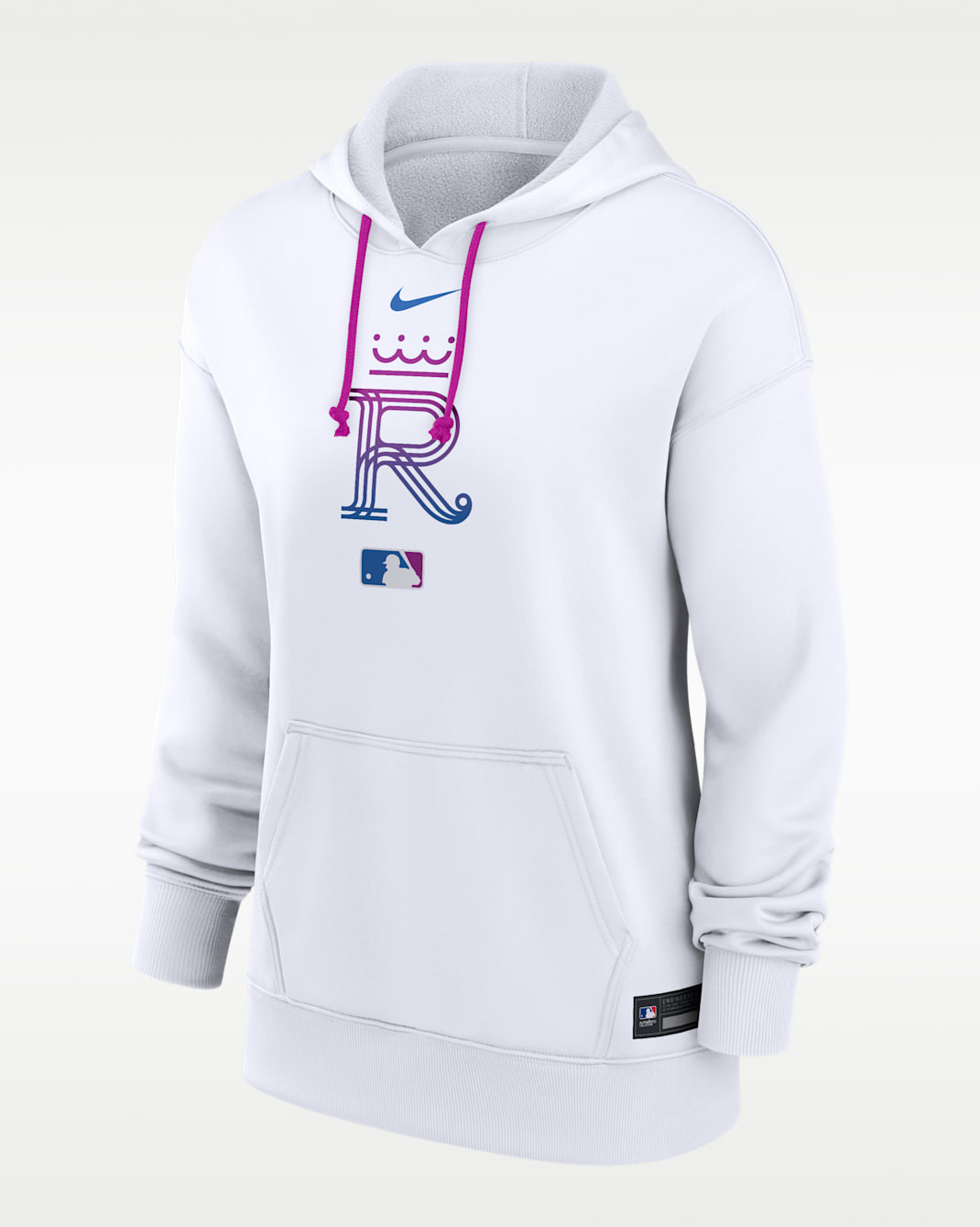 Sudadera con gorro sin cierre Nike Therma de la MLB para mujer Kansas City Royals Authentic Collection City Connect - Blanco