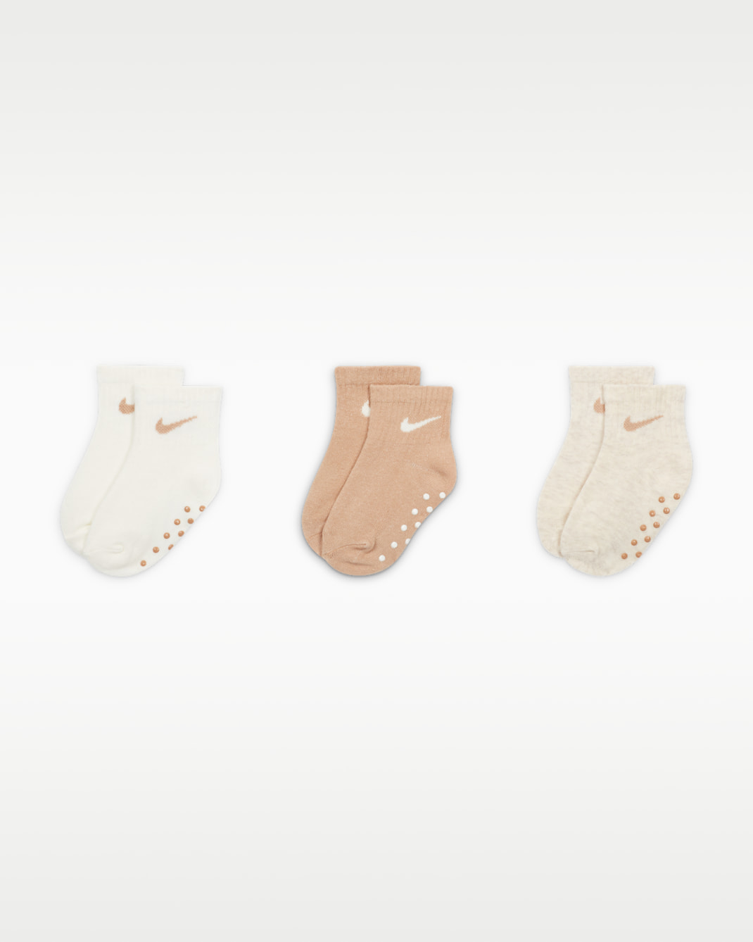 Nike Baby Swoosh Ankle Gripper Socks (3-Pairs) - Pale Ivory
