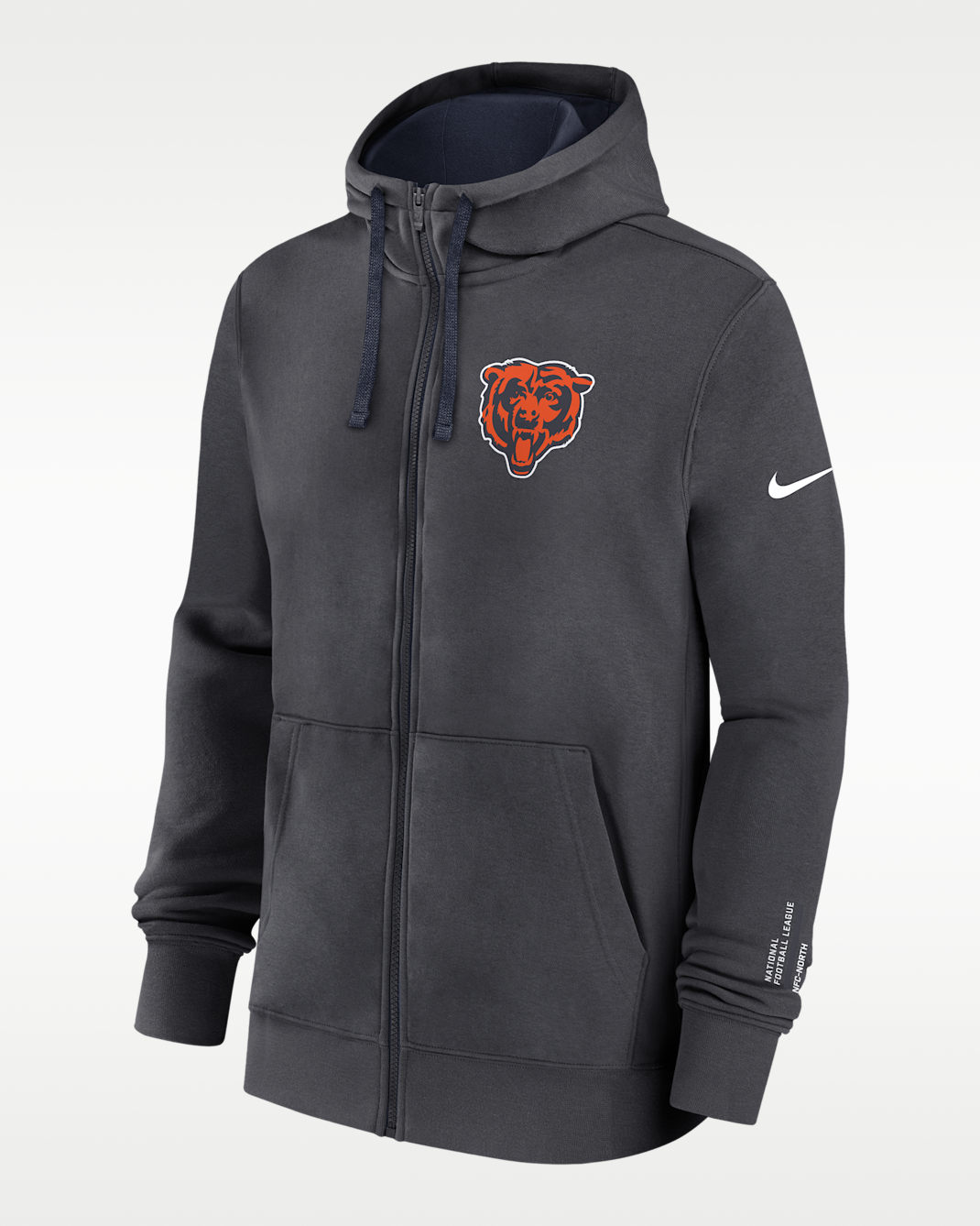 Chicago Bears Playbook Page Club Men's Nike NFL Full-Zip Hoodie - Anthracite