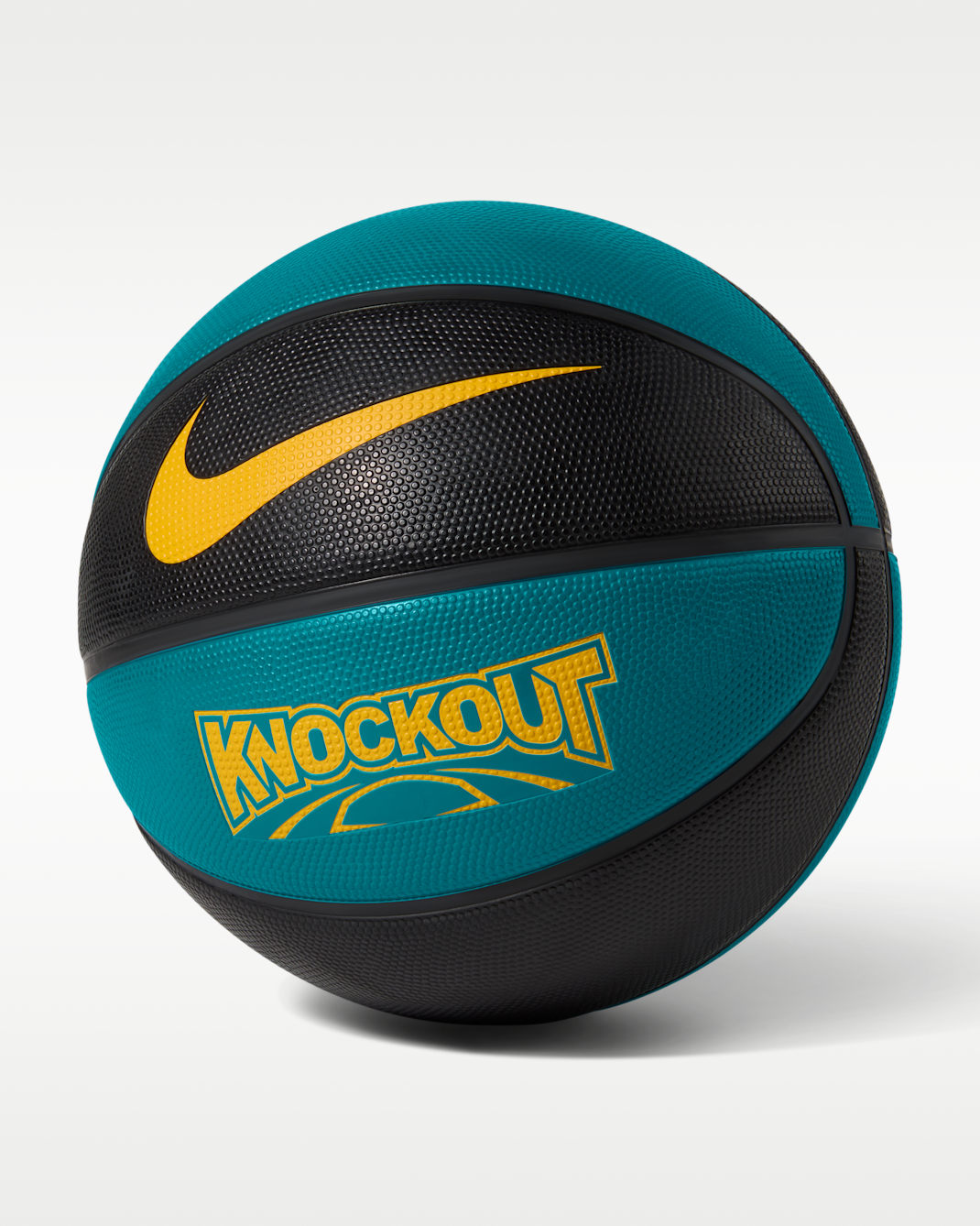 Balón de básquetbol para actividades al aire libre (desinflado) Nike Knockout - Negro/Verde abismo/Negro/Oro universitario