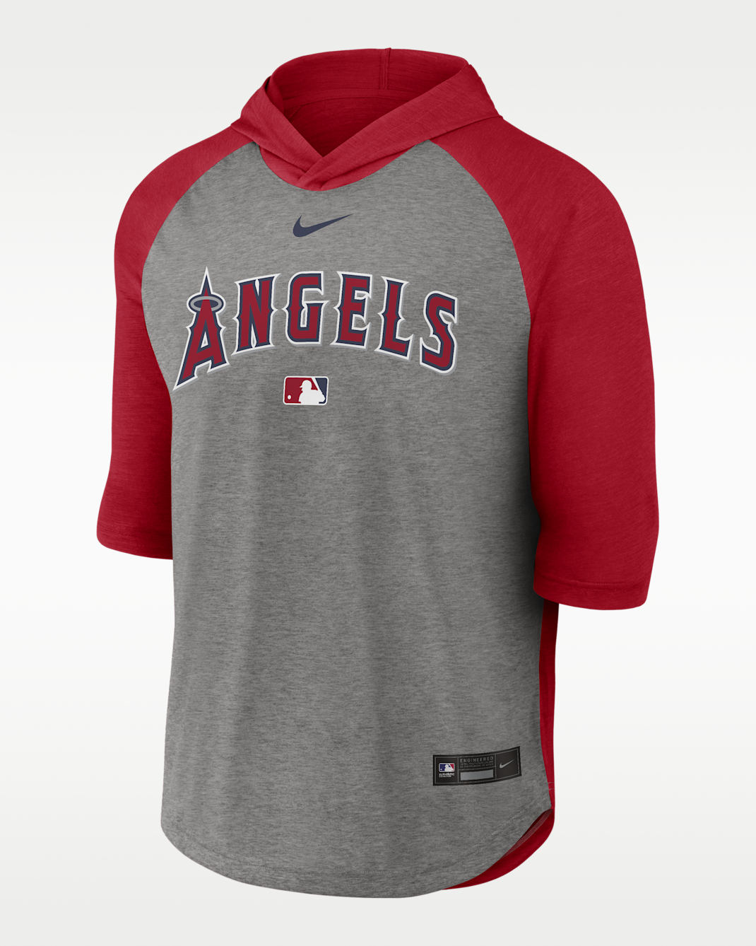 Los Angeles Angels Authentic Collection Flux Men's Nike Dri-FIT MLB 3/4-Sleeve Hooded T-Shirt - Sport Red
