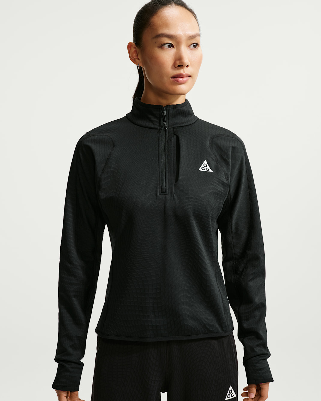 ACG「Wolf Grid」女款 Therma-FIT 半長式拉鍊登山上衣 - 黑色/Summit White
