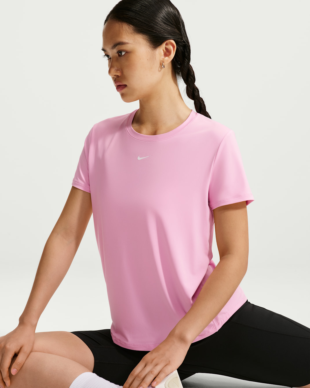 Nike One Classic Women's Dri-FIT Short-Sleeve Top - Pink Rise/White
