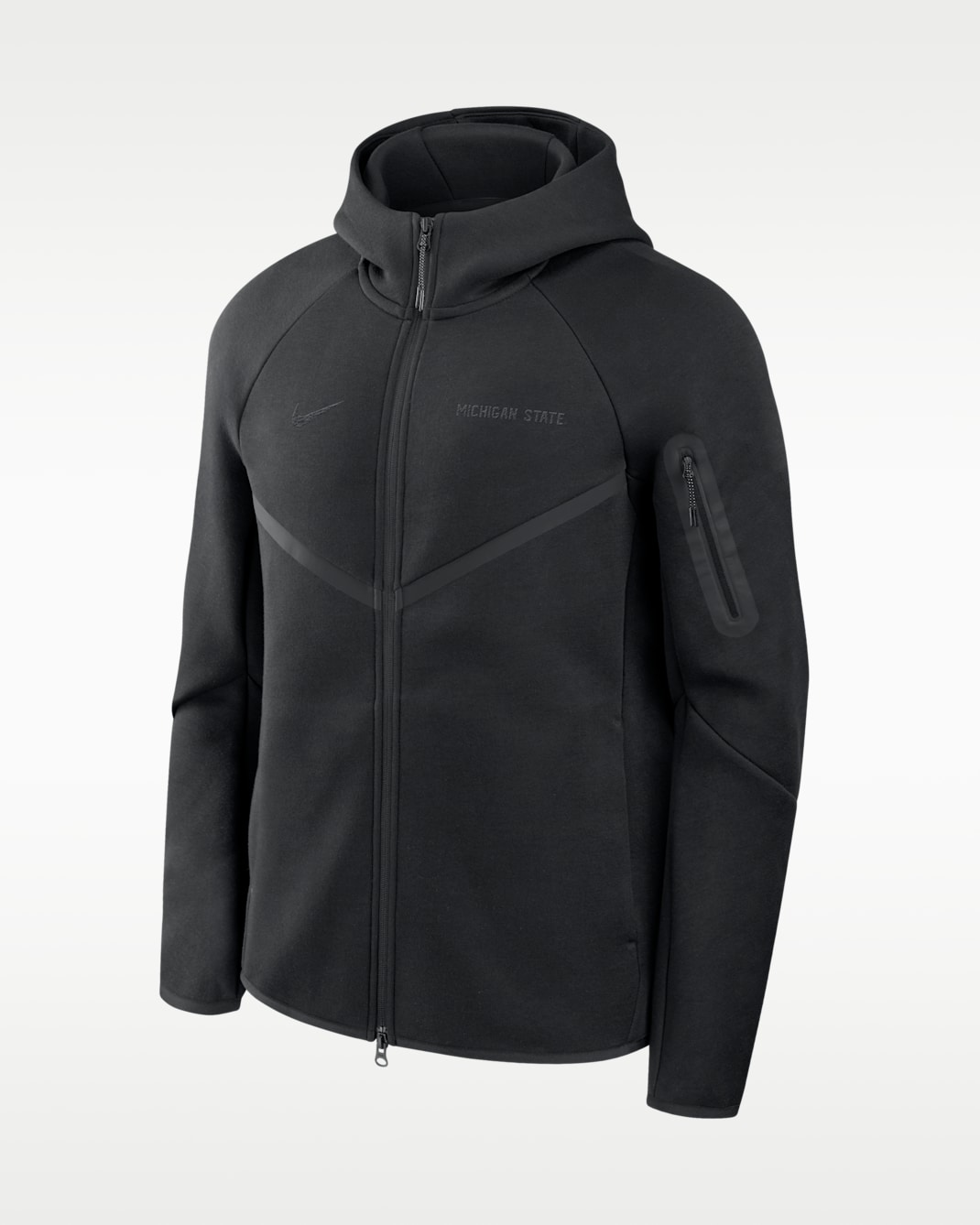 Chamarra universitaria Nike con gorro de cierre completo para hombre Michigan State Tech Fleece - Negro