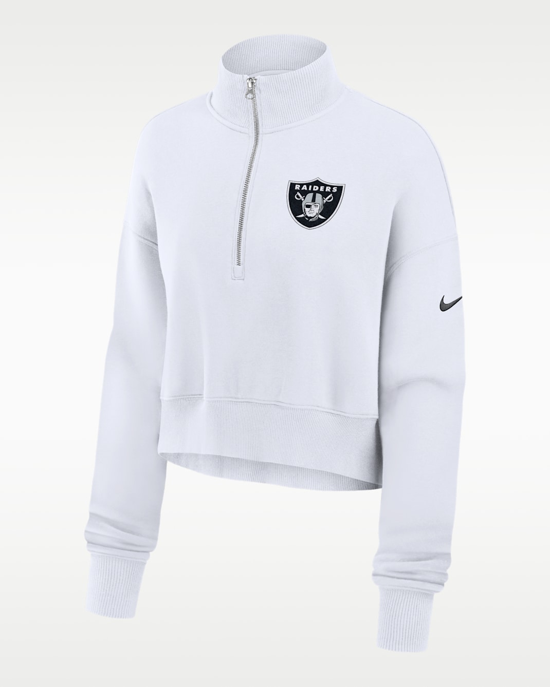 Las Vegas Raiders Primetime Phoenix Women's Nike NFL Oversized Cropped 1/4-Zip Crew - White