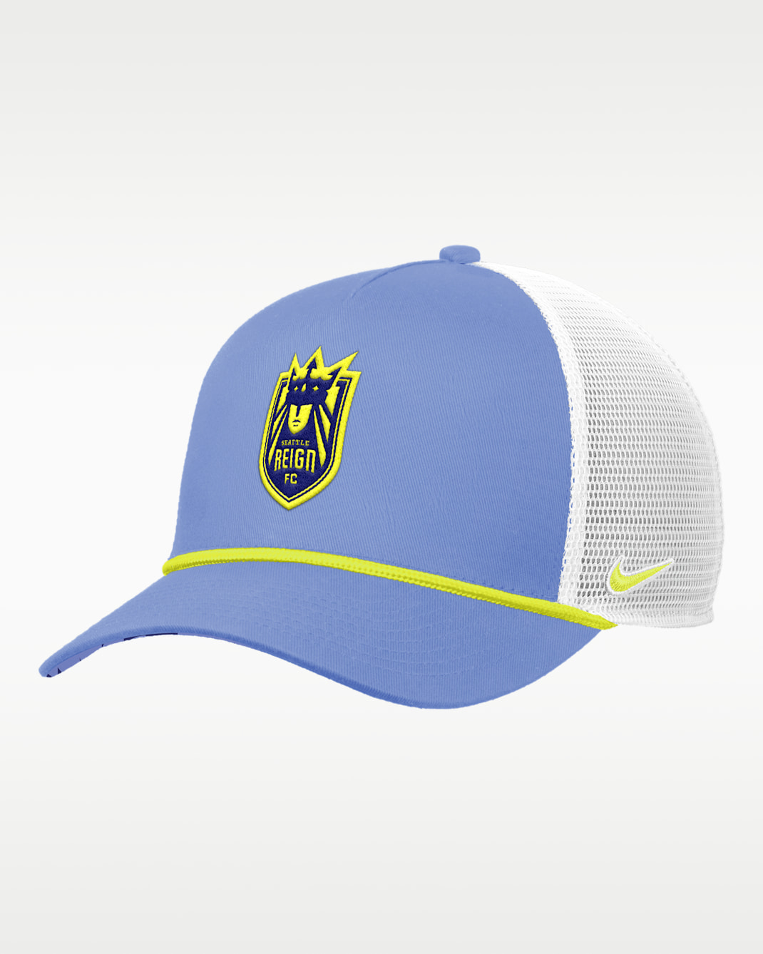 Seattle Reign Rise Nike Rope Trucker Cap - White/Blue/Yellow/Yellow