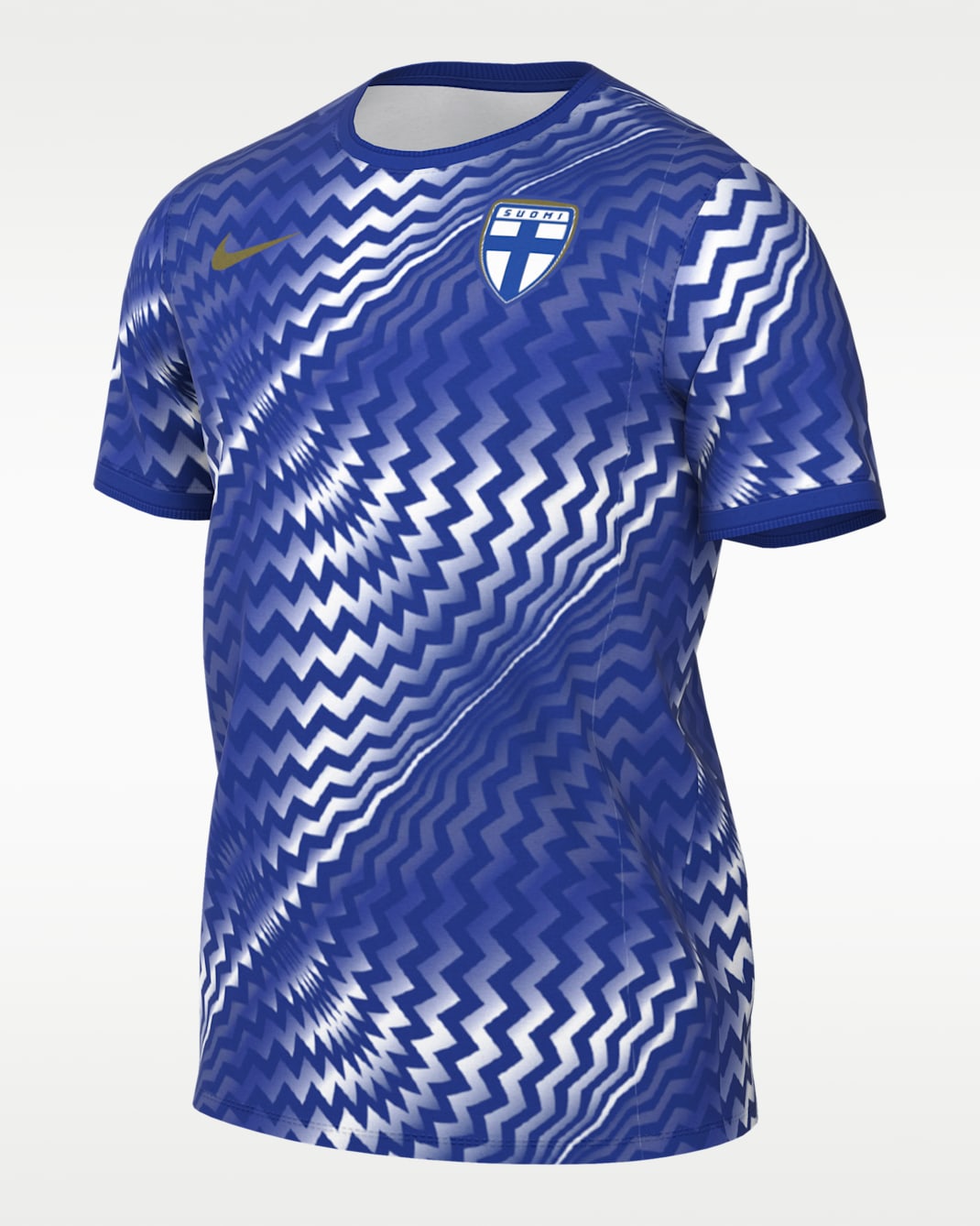 Finland Men's Nike Dri-FIT Soccer Pre-Match Short-Sleeve Top - Hyper Blue/White/Jersey Gold