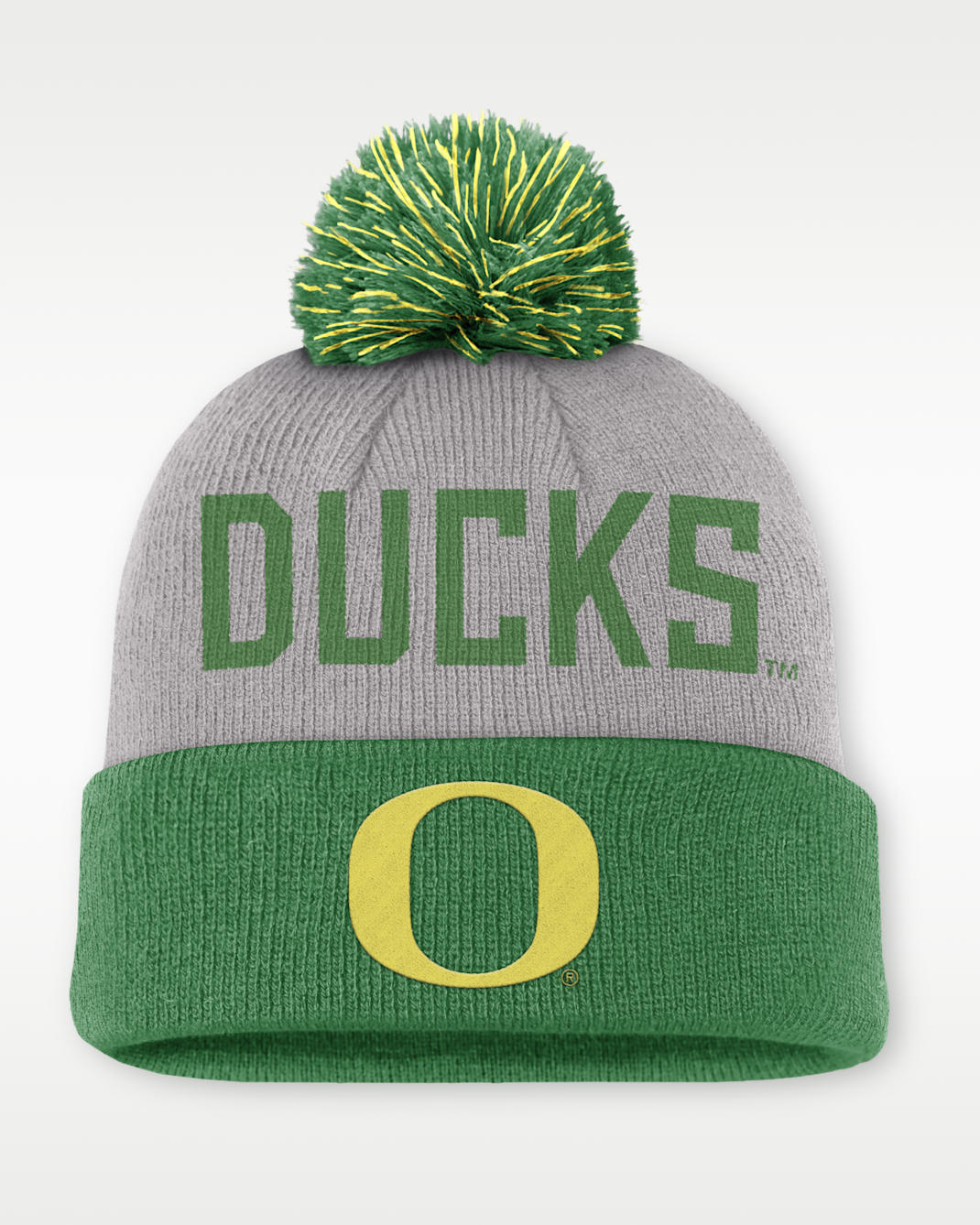 Oregon Primetime Peak Men's Nike College Cuffed Pom Beanie - Grey