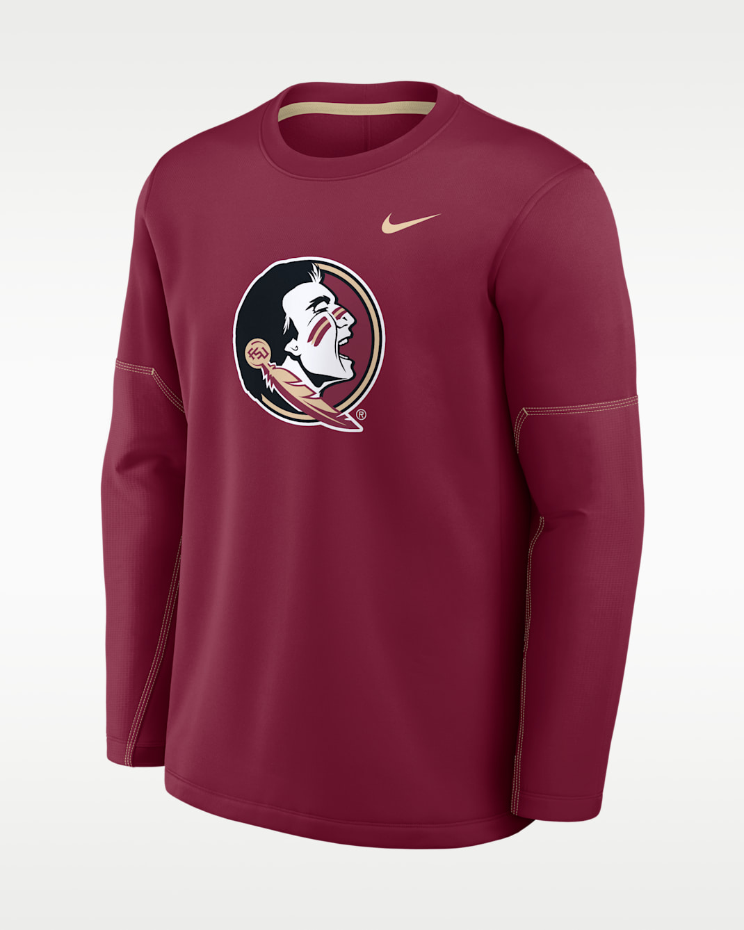 Florida State Sideline Coaches Men's Nike Therma-FIT College Long-Sleeve T-Shirt - Team Maroon/Team Gold