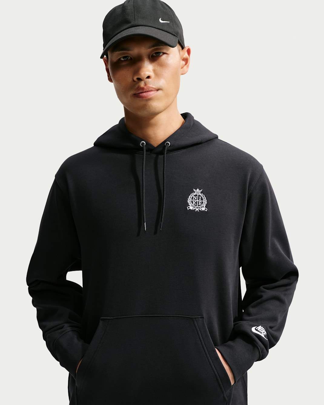 Felpa con cappuccioin French Terry Nike Sportswear Club - Uomo - Nero/Nero/Phantom
