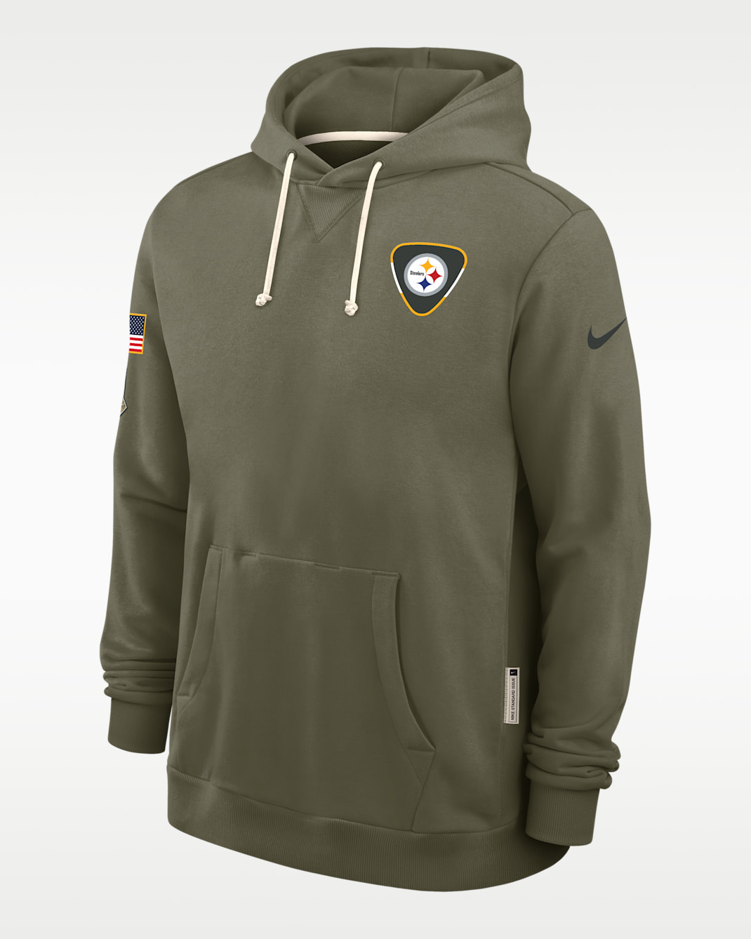 Sudadera con gorro sin cierre Nike Dri-FIT de la NFL para hombre Pittsburgh Steelers Salute to Service Sideline Dominant Force - Oliva
