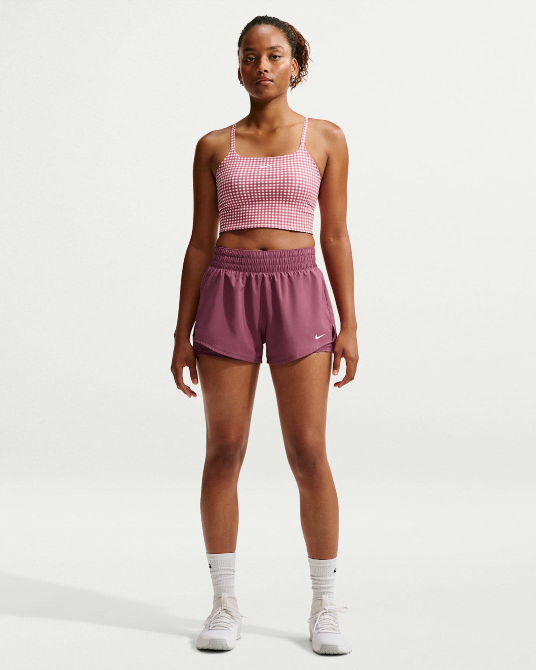 Shorts Dri-FIT 2 in 1 a vita media 8 cm Nike One – Donna - Pink Smoke/Bianco
