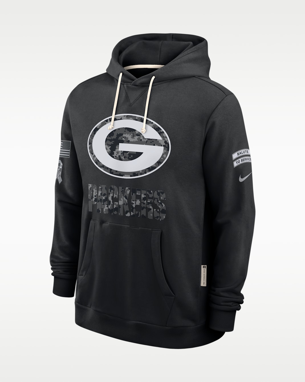 Green Bay Packers Salute to Service Sideline Men's Nike Dri-FIT NFL Pullover Hoodie - Black