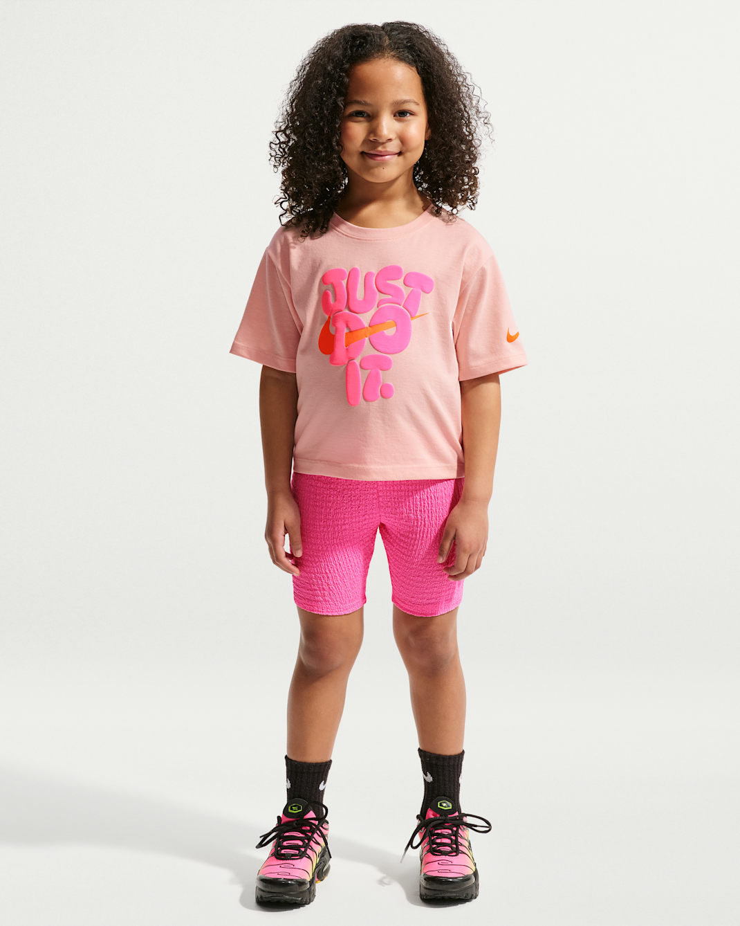 나이키 볼드 플레이 리틀키즈 투피스 바이크 쇼츠 세트 - 핑크 글로우