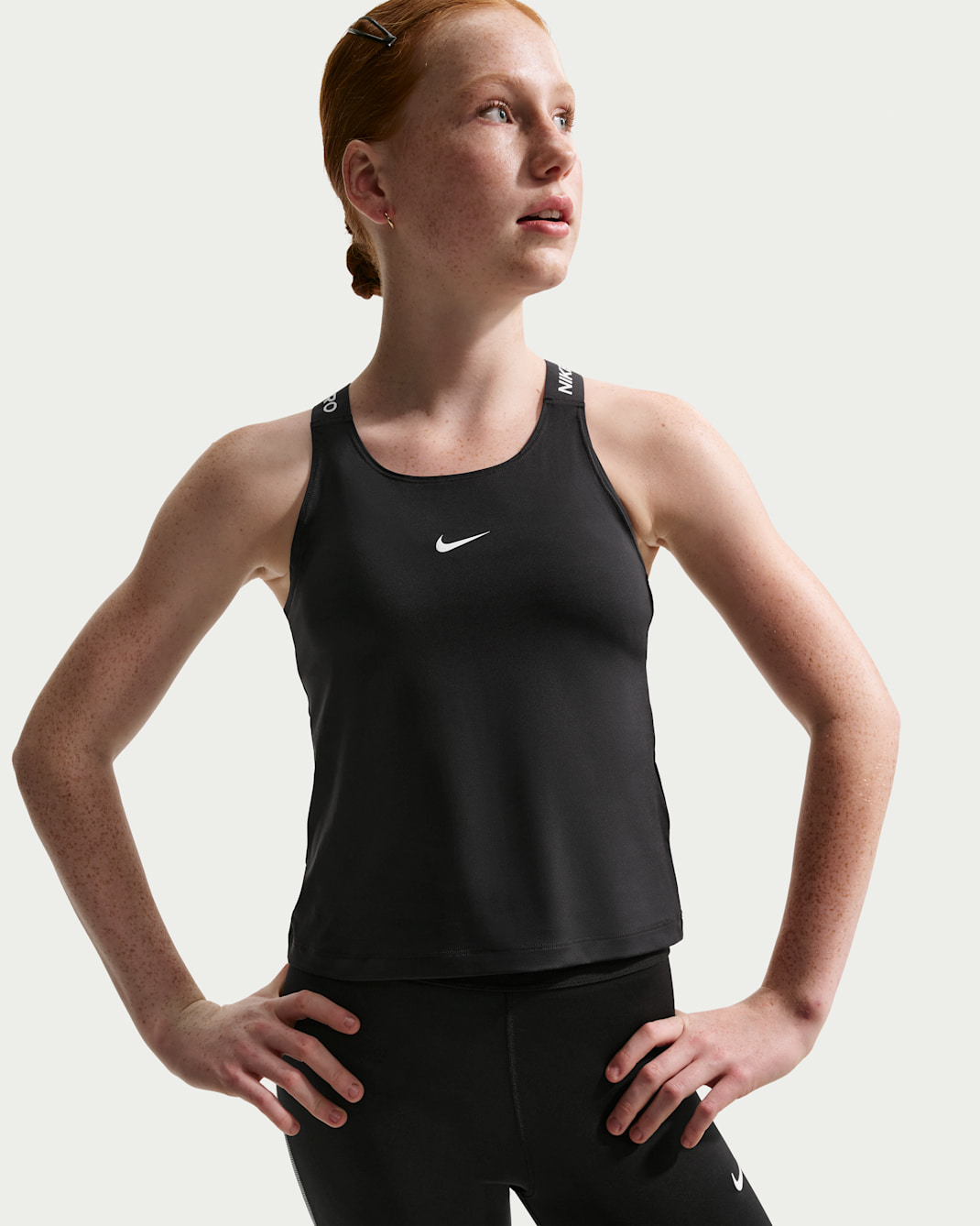 Nike Pro Older Kids' (Girls') Dri-FIT Tank Top - Black/Black/White