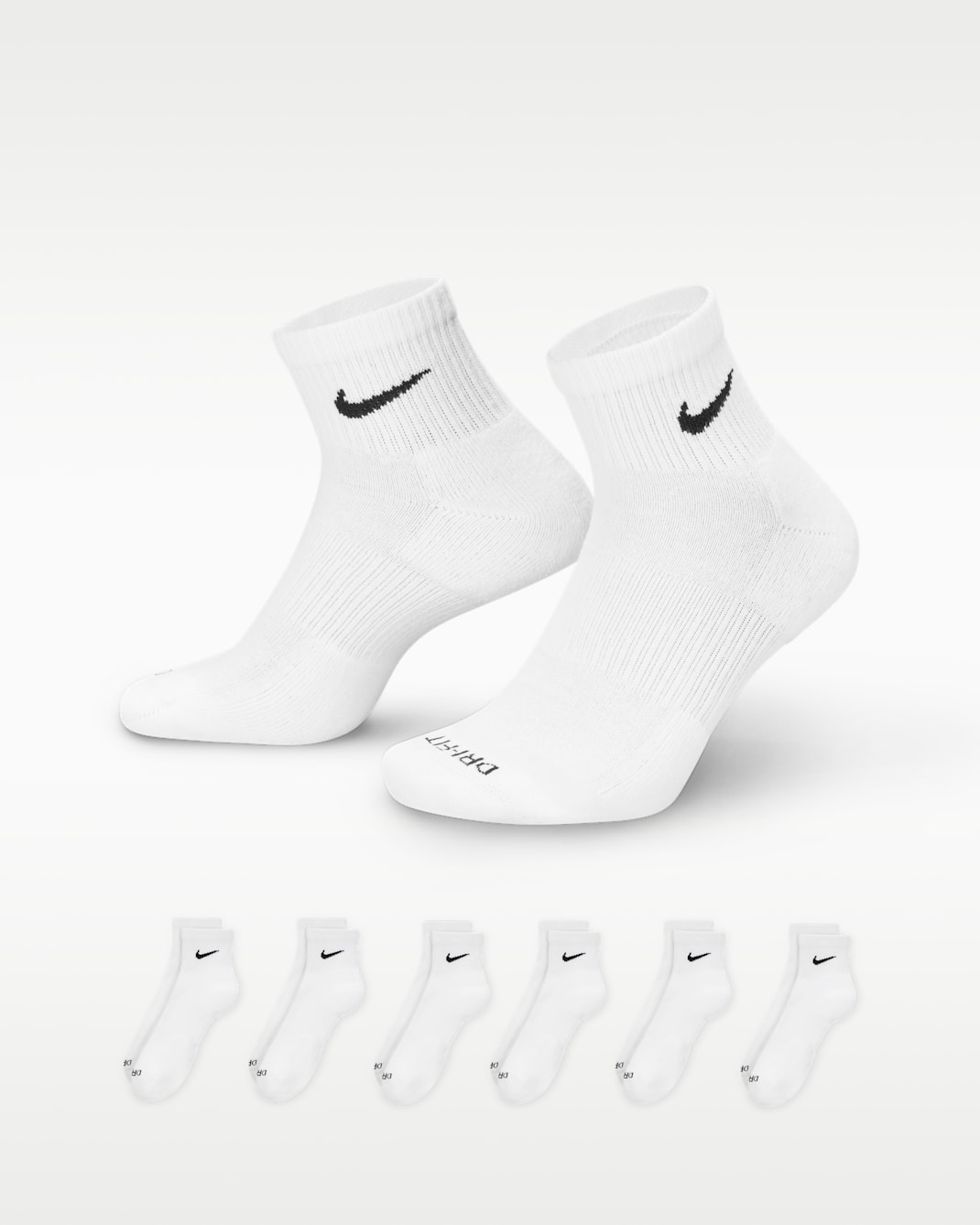 Calcetines al tobillo de entrenamiento Nike Everyday Plus Cushioned (6 pares) - Blanco/Negro