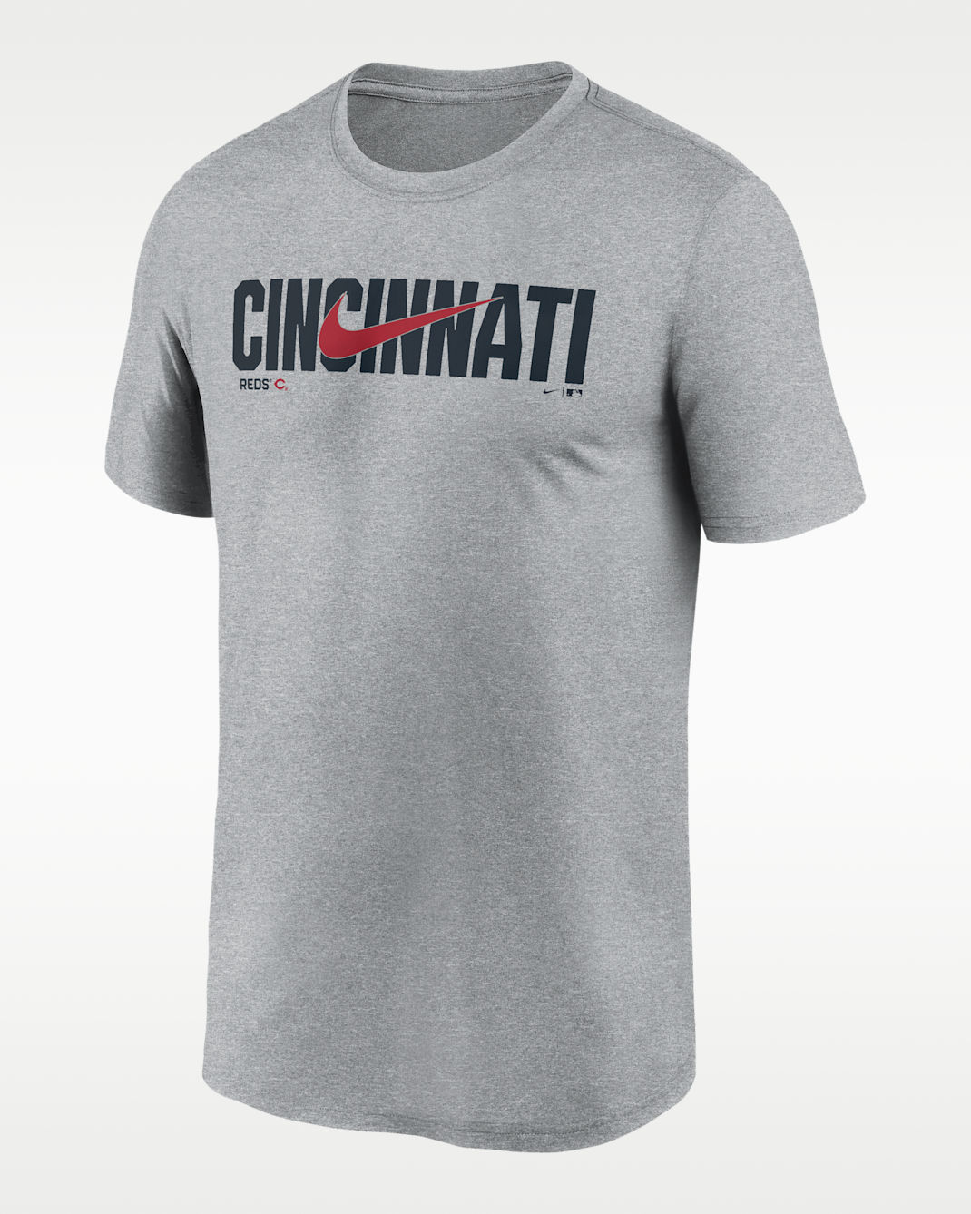 Cincinnati Reds Swoosh Legend Men's Nike Dri-FIT MLB T-Shirt - Grey Heather