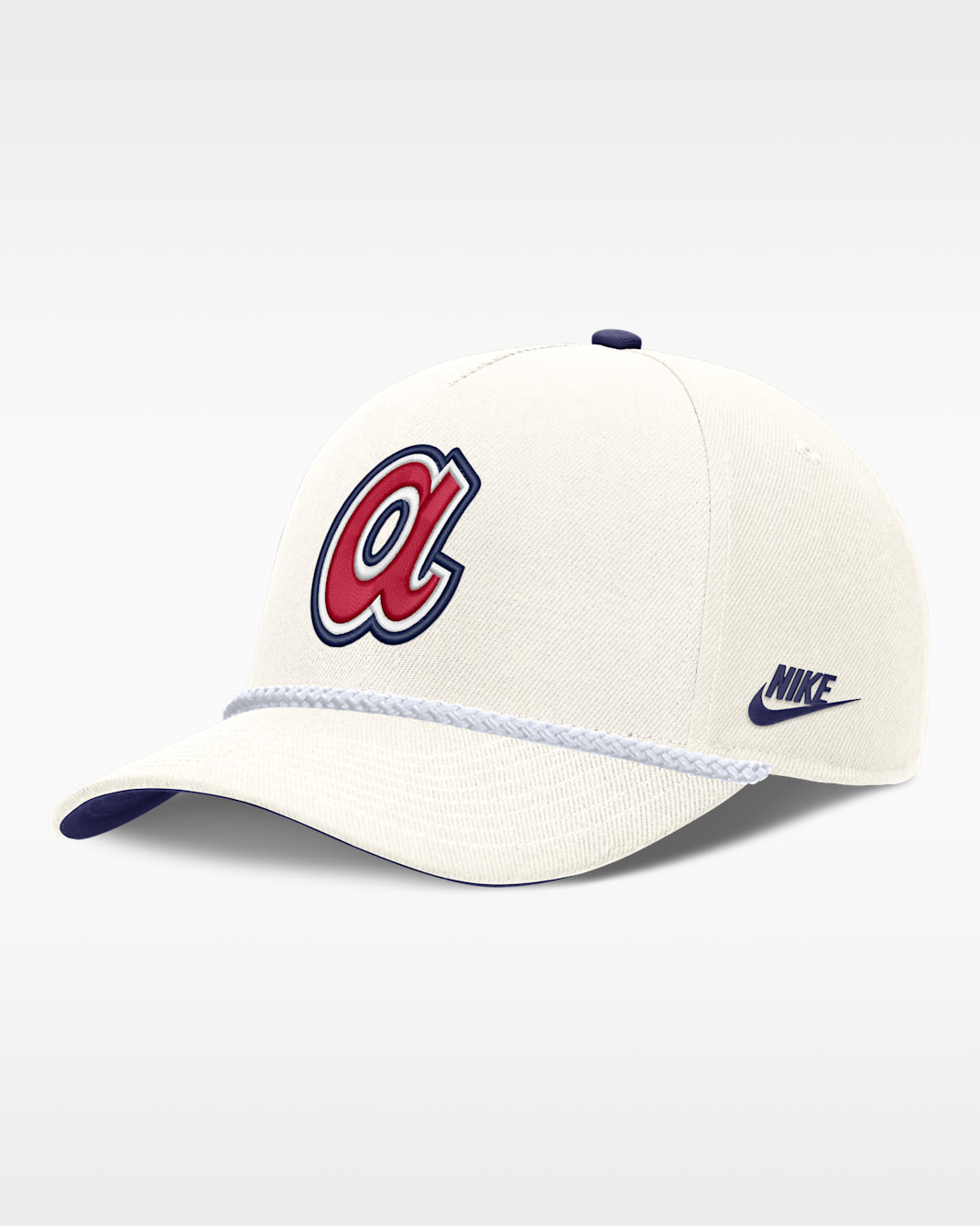 Atlanta Braves 1974 Cooperstown Rise Men's Nike MLB Structured Adjustable Hat - Sail