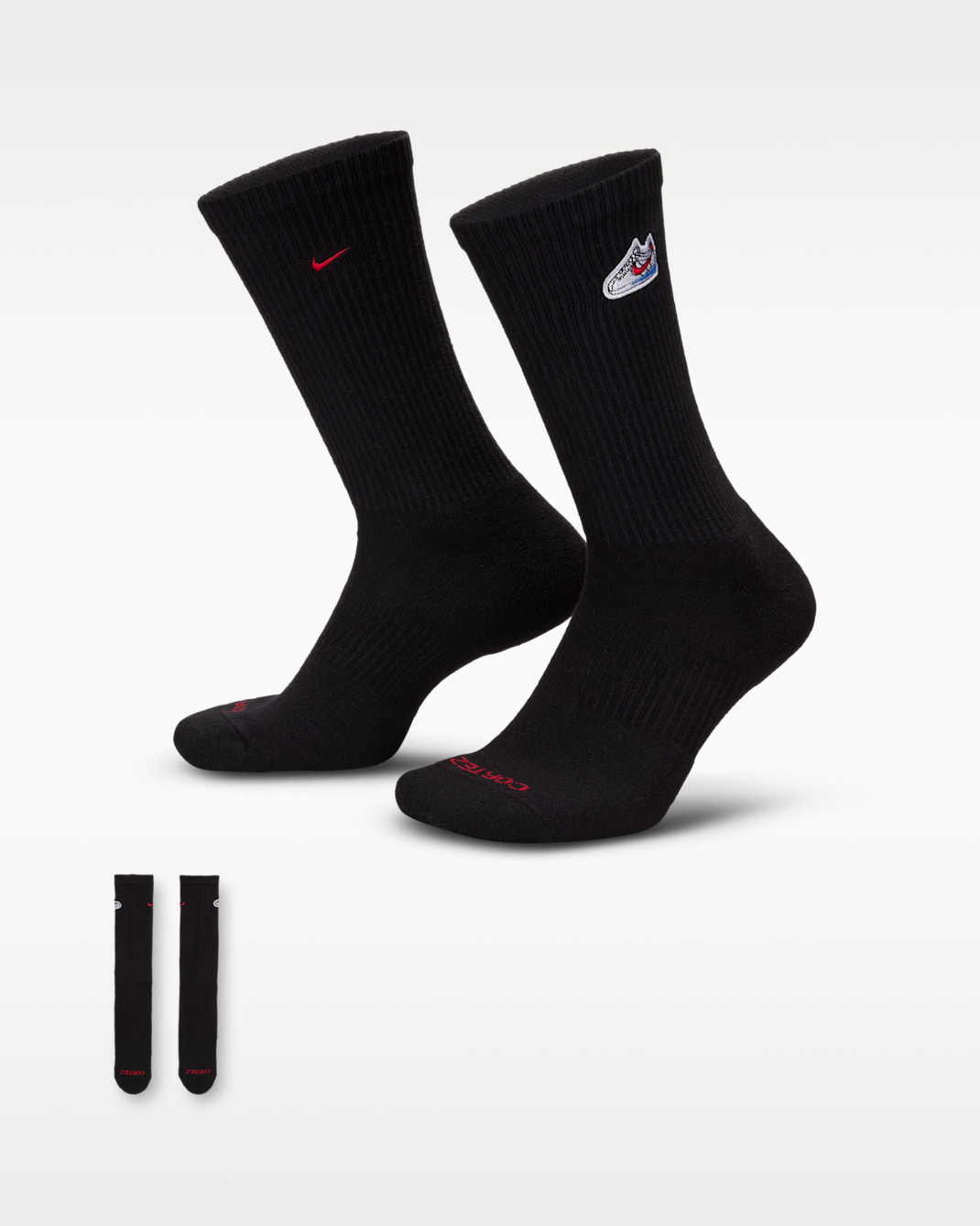 Nike Everyday Cushioned Crew Socks (1 Pair) - Black/Game Royal/University Red