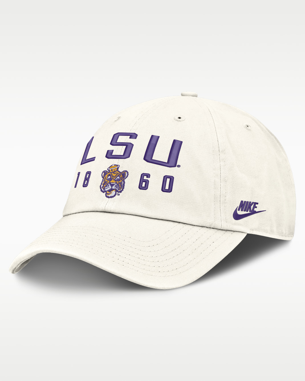 LSU Natural Club Men's Nike College Adjustable Hat - White