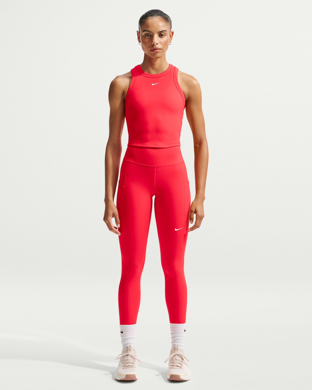 Nike One Women's High-Waisted 7/8 Leggings with Pockets - Light Crimson/White