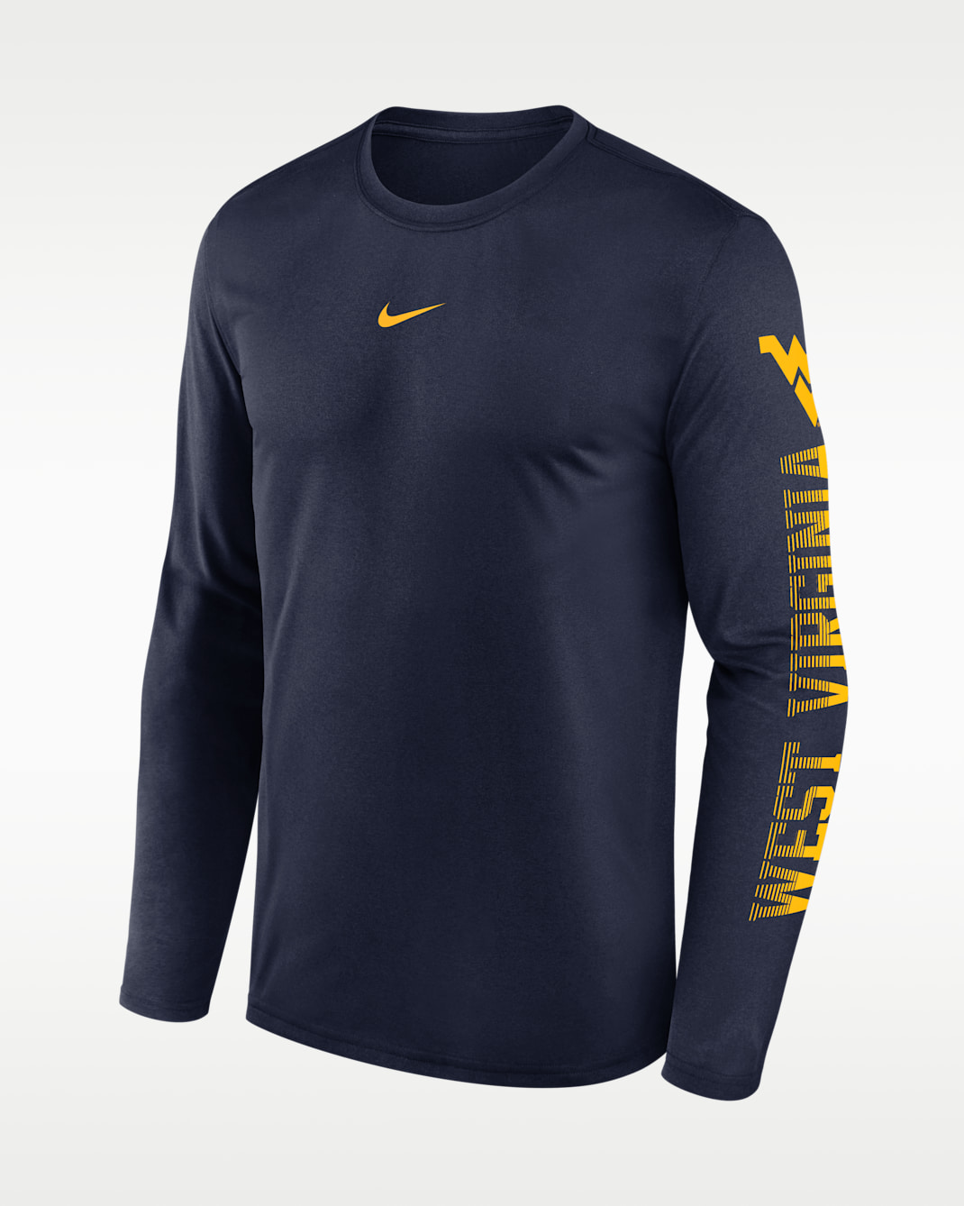 Playera de manga larga universitaria Nike Dri-FIT para hombre West Virginia Primetime Stack Legend - Azul marino universitario