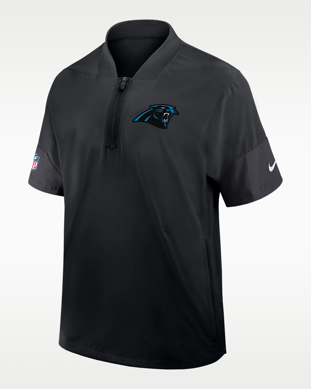 Carolina Panthers Sideline Coach Men's Nike NFL 1/2-Zip Short-Sleeve Jacket - Black