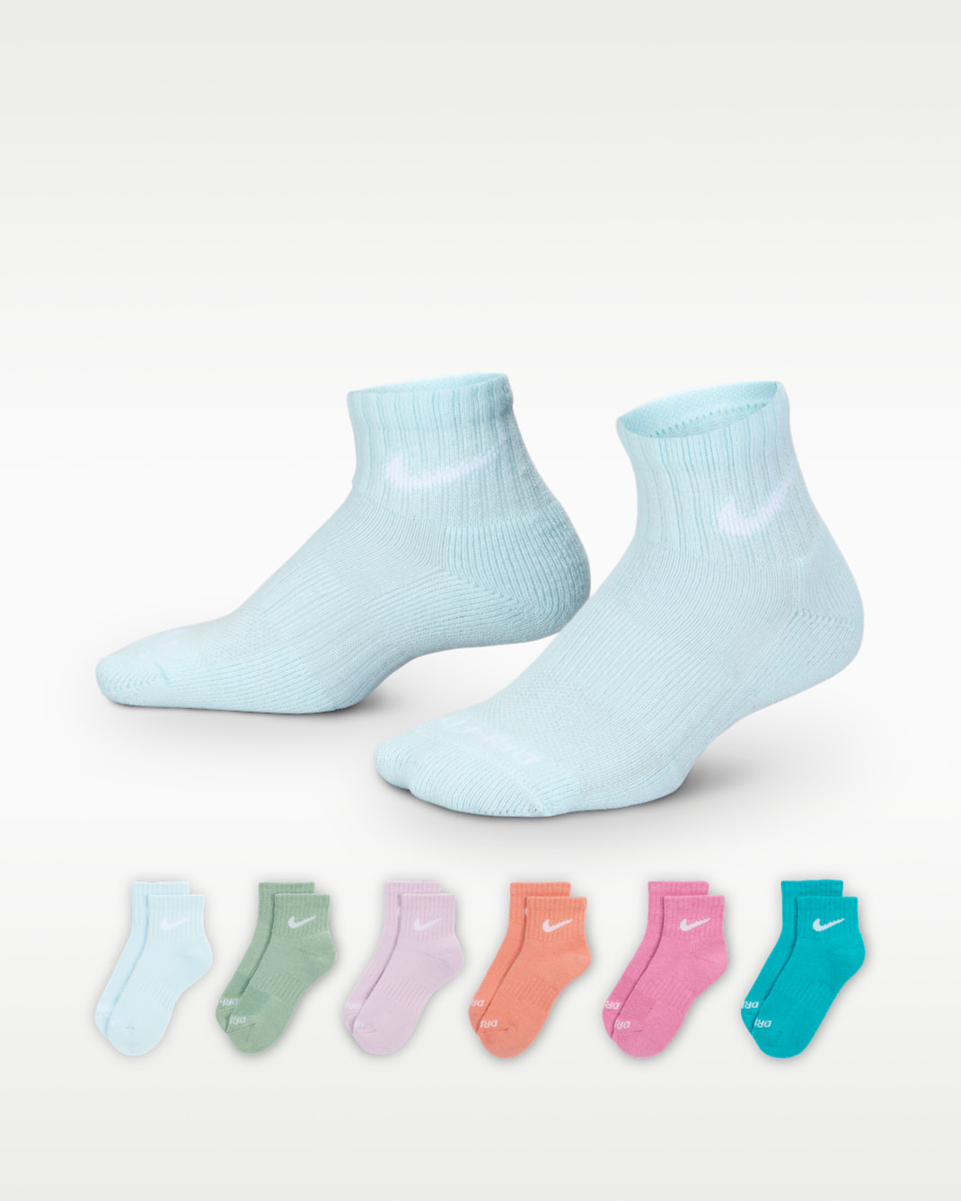 Calcetines de 1/4 para preescolar (6 pares) Nike Dri-FIT Performance Basics - Azul glacial