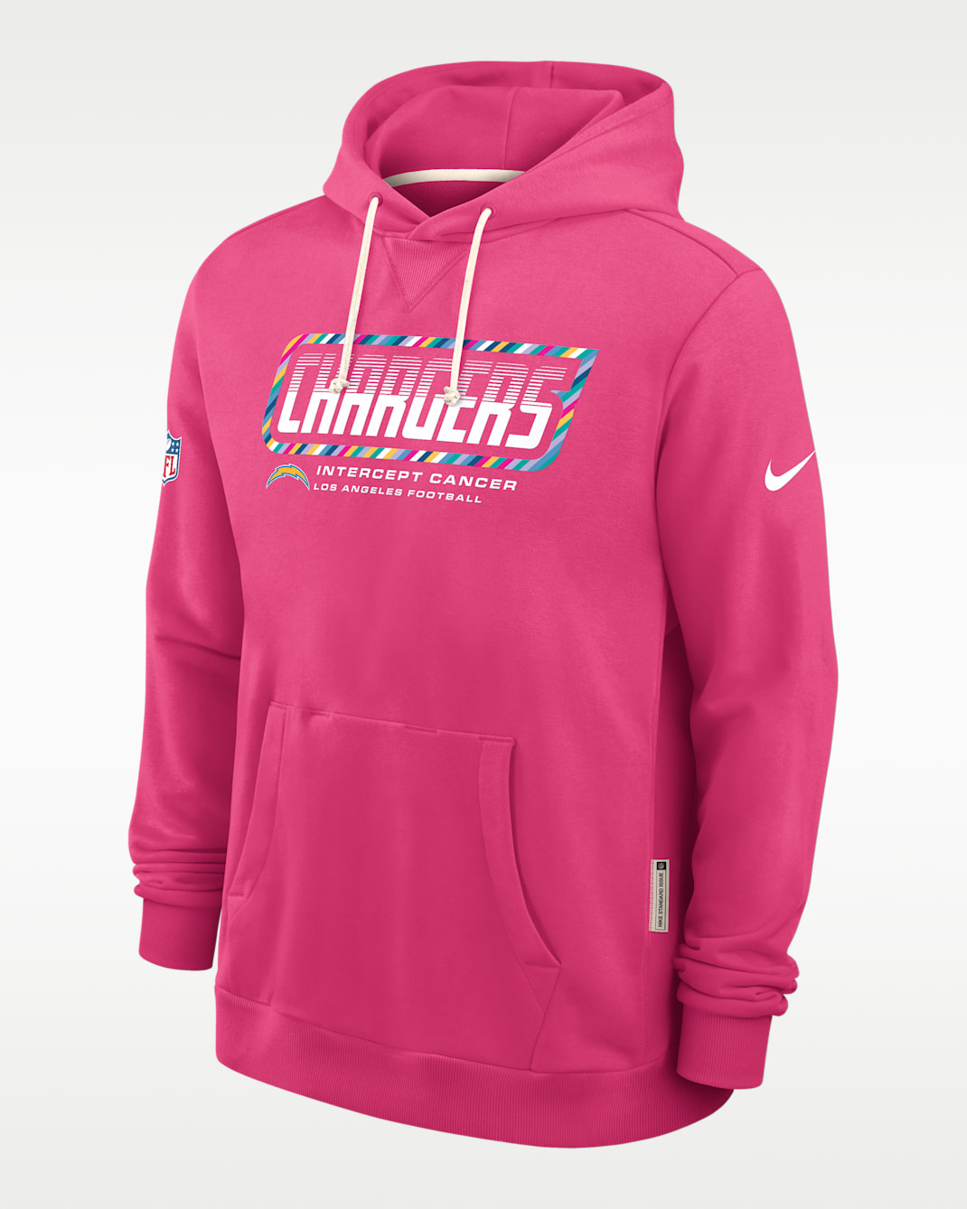 Los Angeles Chargers Crucial Catch Sideline Standard Issue Men's Nike Dri-FIT NFL Pullover Hoodie - Pink
