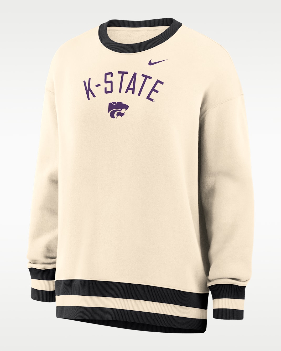 Nike Phoenix (Kansas State) Women's Oversized Crew-Neck Sweatshirt - Natural/Black