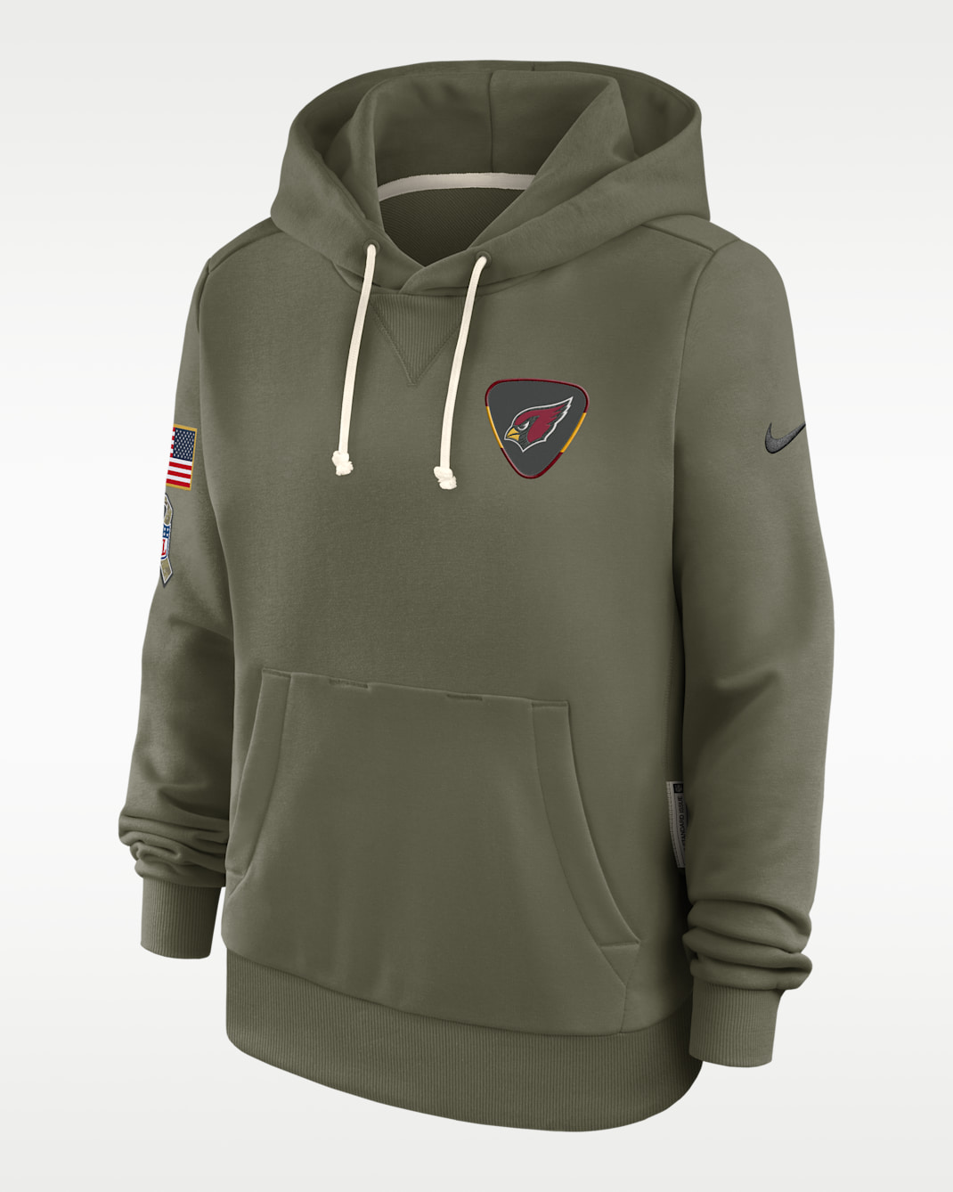 Arizona Cardinals Salute to Service Sideline Women's Nike Dri-FIT NFL Pullover Hoodie - Olive