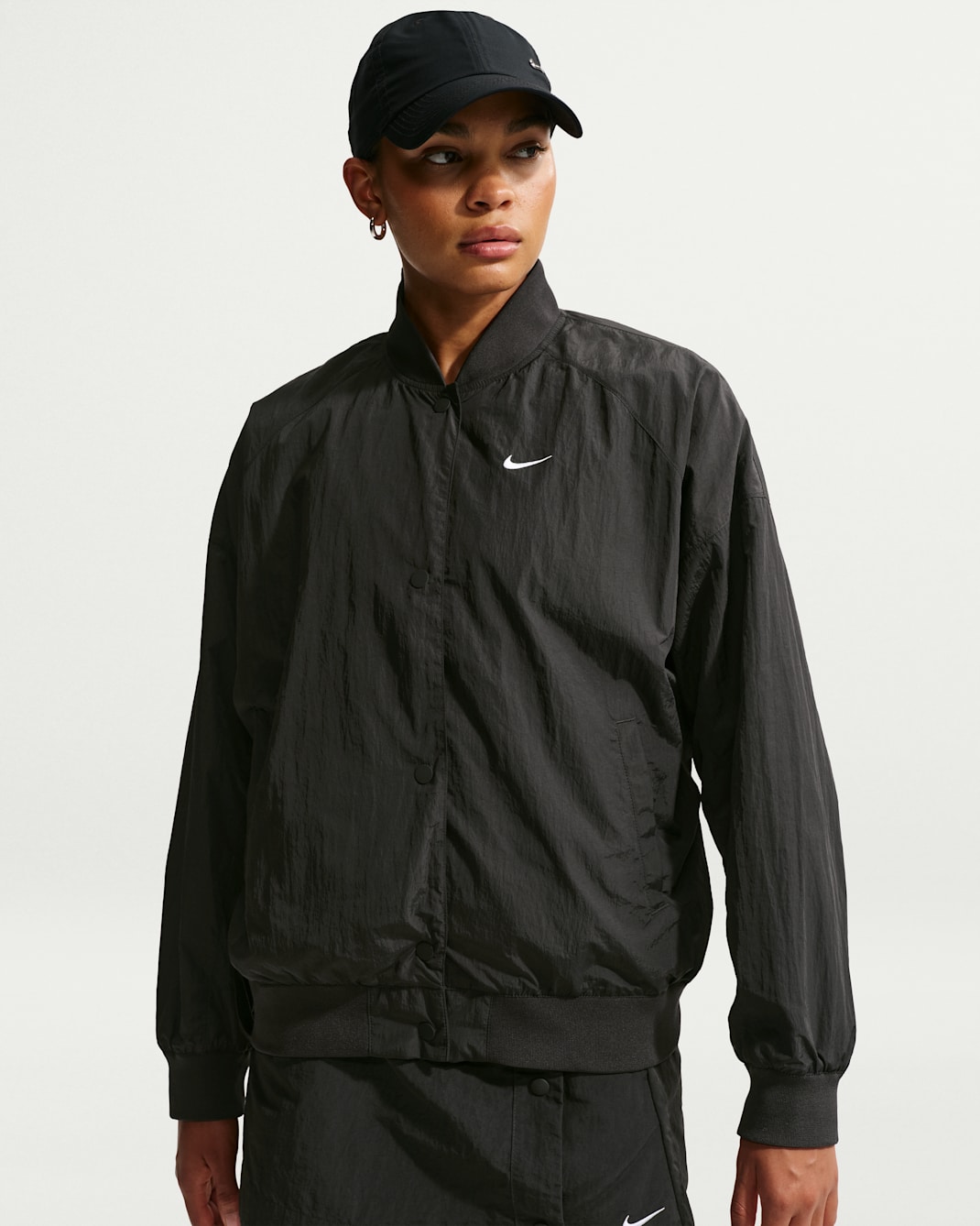 Nike Sportswear Women's Oversized Varsity Jacket - Black/Black/Black/White