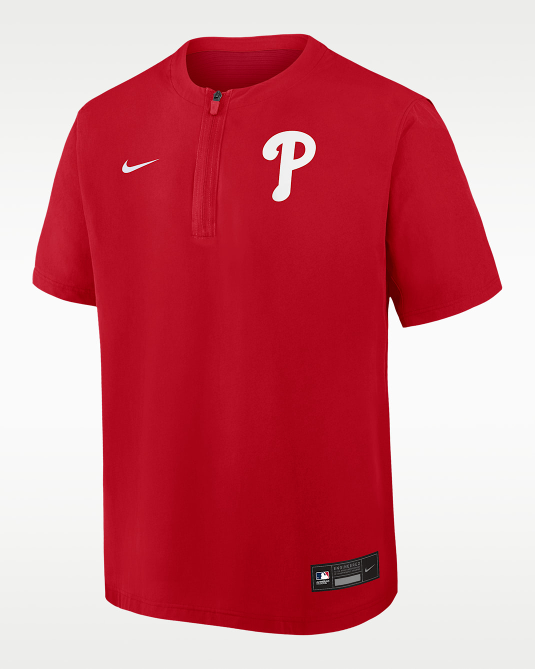 Philadelphia Phillies Authentic Collection Men's Nike Dri-FIT MLB 1/4-Zip Short-Sleeve Windshirt - Red