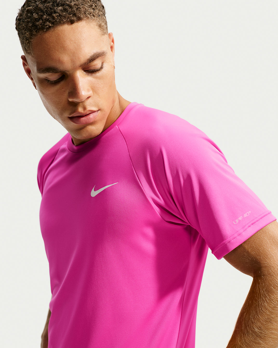 Nike Swim Hydroguard Essential Men's Dri-FIT UV Short Sleeve Top - Desert Pink