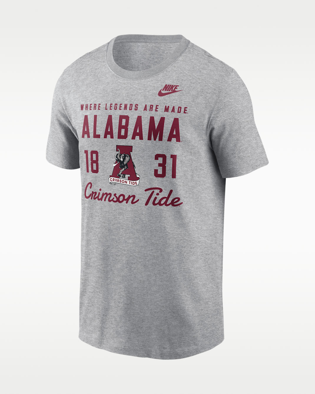 Playera universitaria Nike para hombre Alabama Legacy Stacked Est - Gris jaspeado