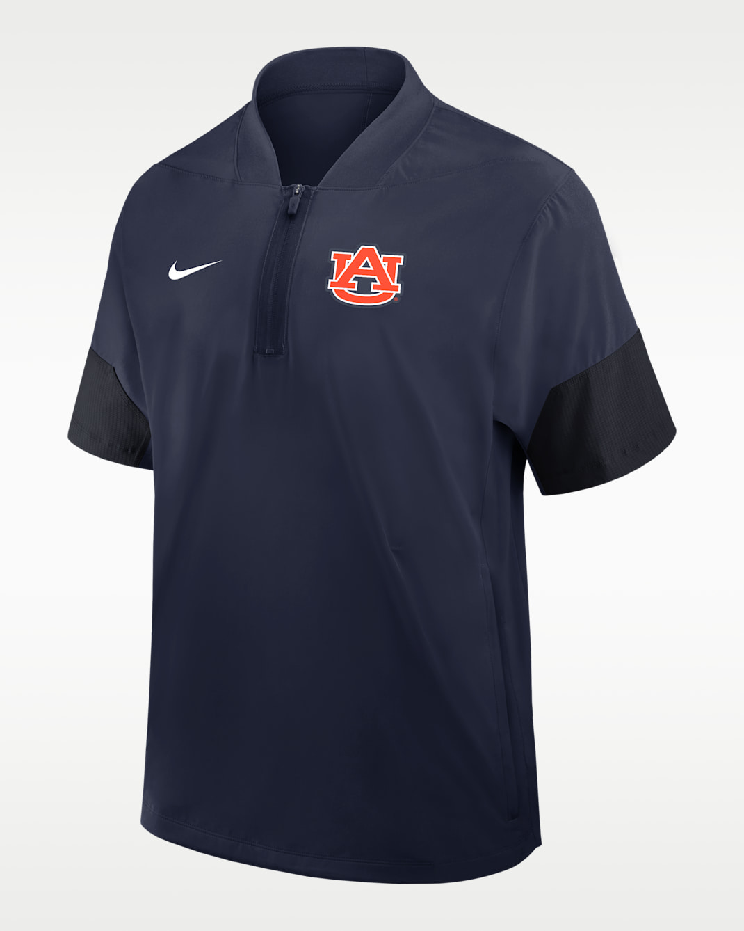 Auburn Sideline Coach Men's Nike College 1/2-Zip Short-Sleeve Hooded Jacket - College Navy