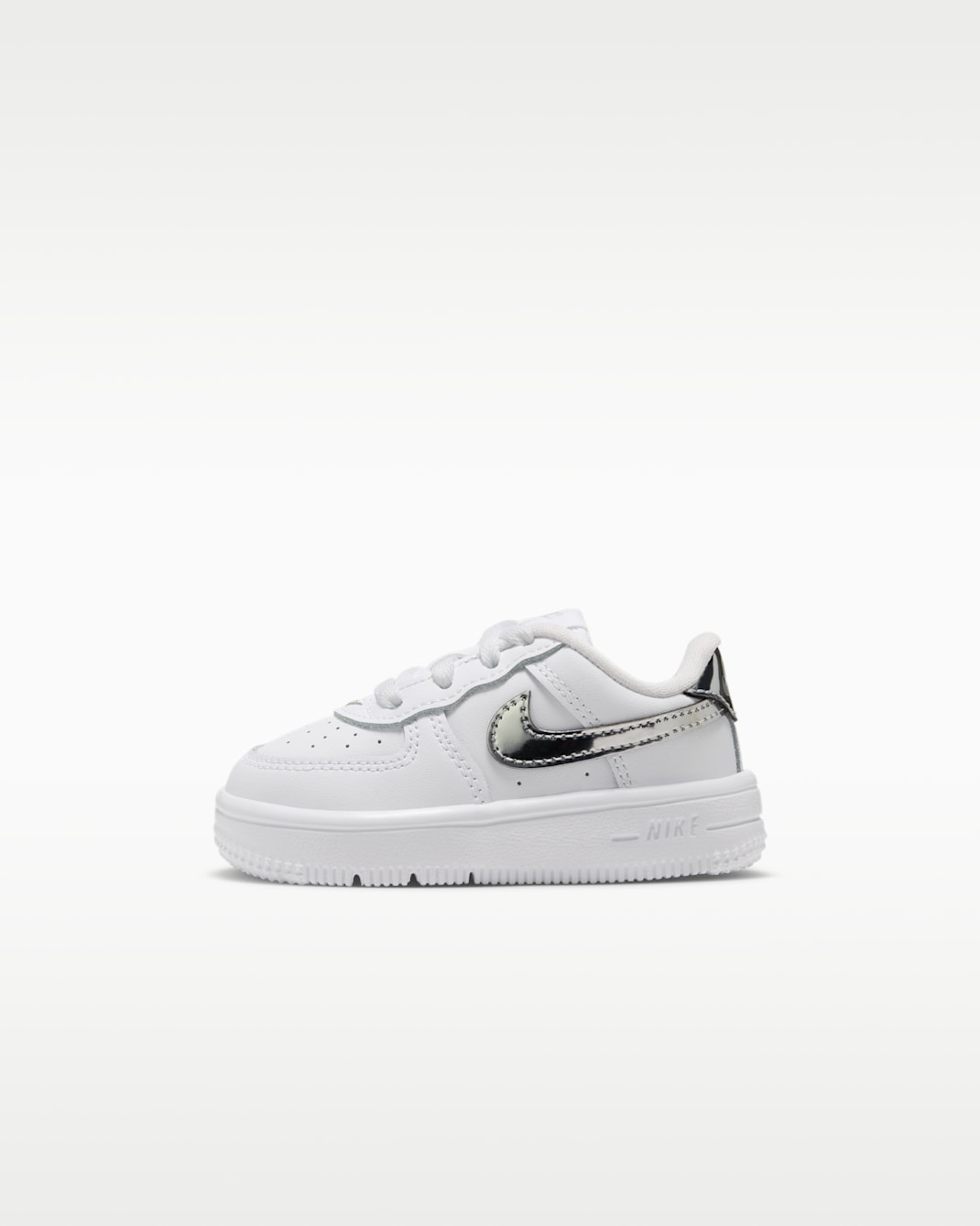 Nike Force 1 Low Baby/Toddler Shoes - White/Metallic Silver