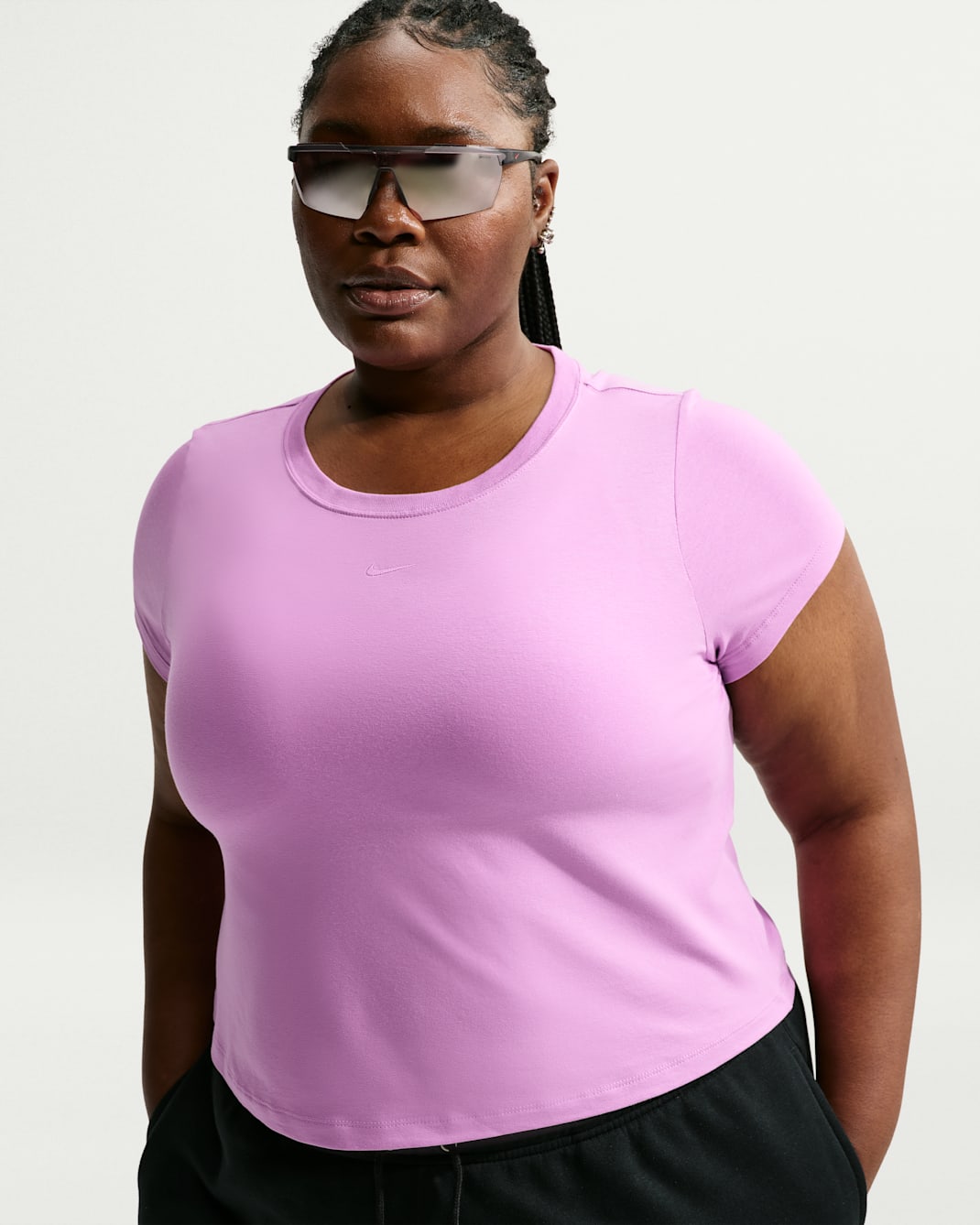 Nike Sportswear Chill Knit Women's Cropped T-Shirt (Plus Size) - Light Magenta