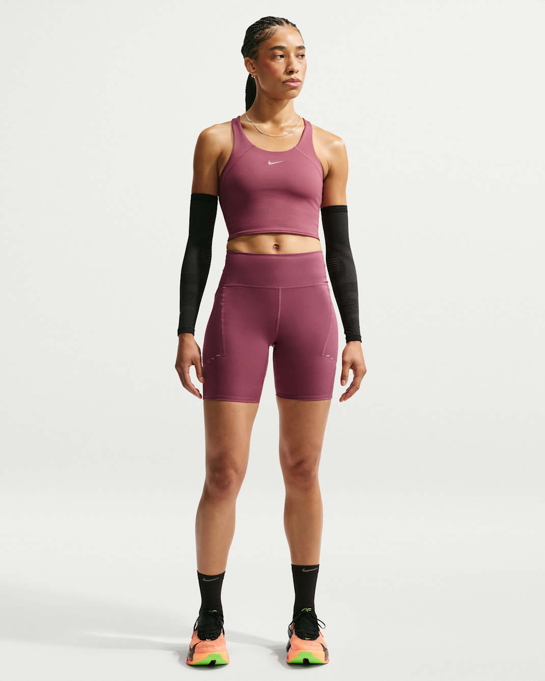 Nike Swift Women's Dri-FIT High-Waisted 18cm Running Shorts (Approx.) - Pink Smoke