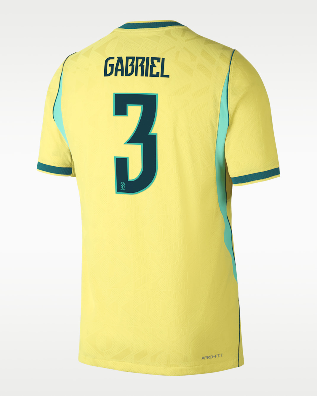 Jersey de futbol Nike Dri-FIT ADV de la selección de Brasil local 2026 Match Gabriel Magalhães para hombre - Canario/Menta claro/Azul verdoso geoda