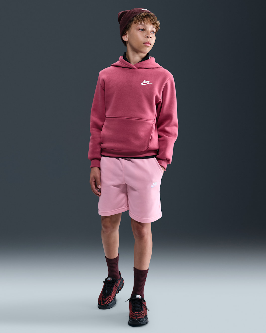 Nike Sportswear Club Fleece Big Kids' French Terry Shorts - Medium Soft Pink/White