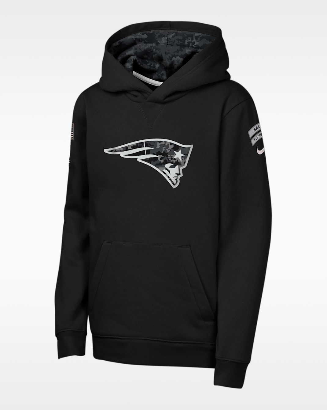Sudadera con gorro sin cierre Nike de la NFL para niños talla grande New England Patriots Salute to Service Sideline Club - Negro