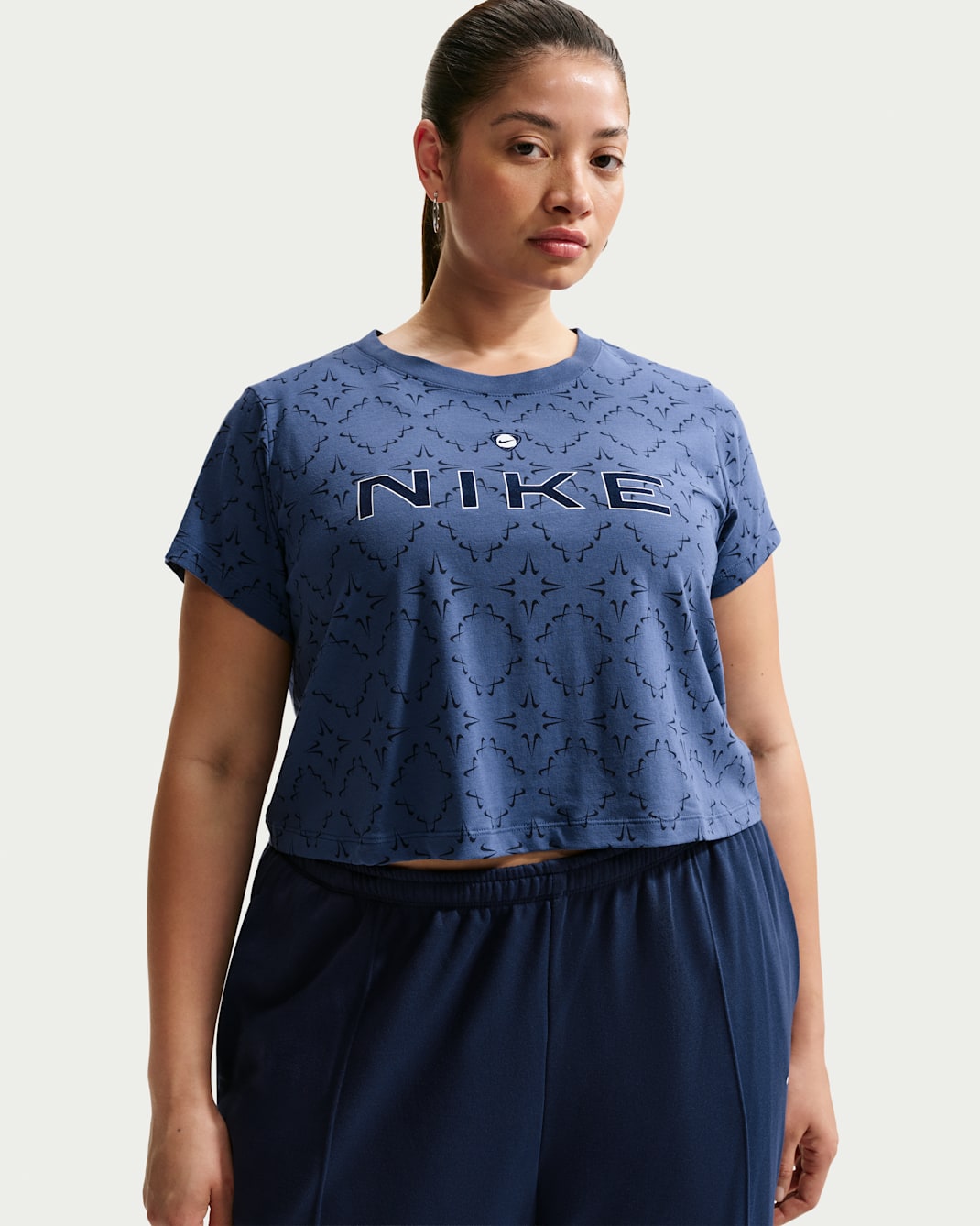 Nike Sportswear Chill Knit Women's Slim Cropped T-Shirt (Plus Size) - Mystic Navy/Obsidian