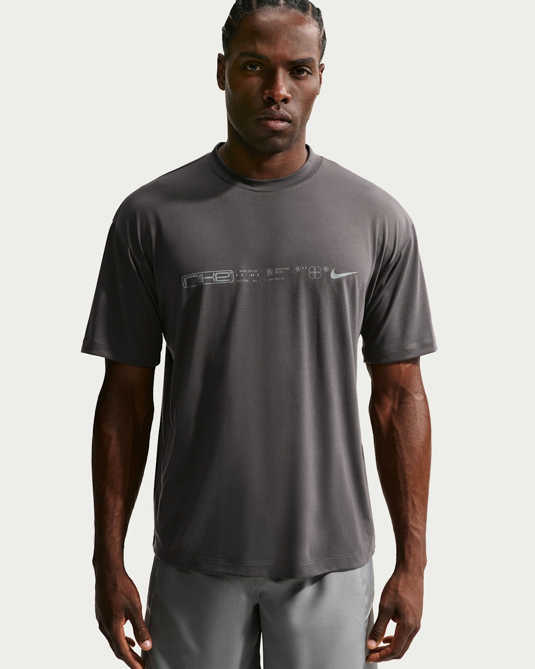 Nike Disrupt Men's Dri-FIT Short-Sleeve Running Top - Medium Ash/Black