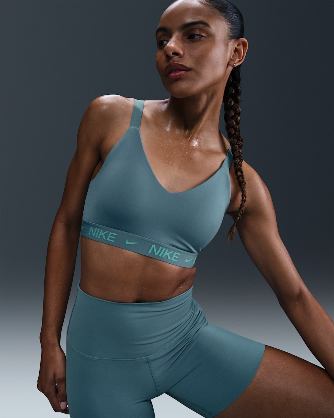 Bra deportivo ajustable acolchado para mujer Nike Indy Medium Support - Azul humeante