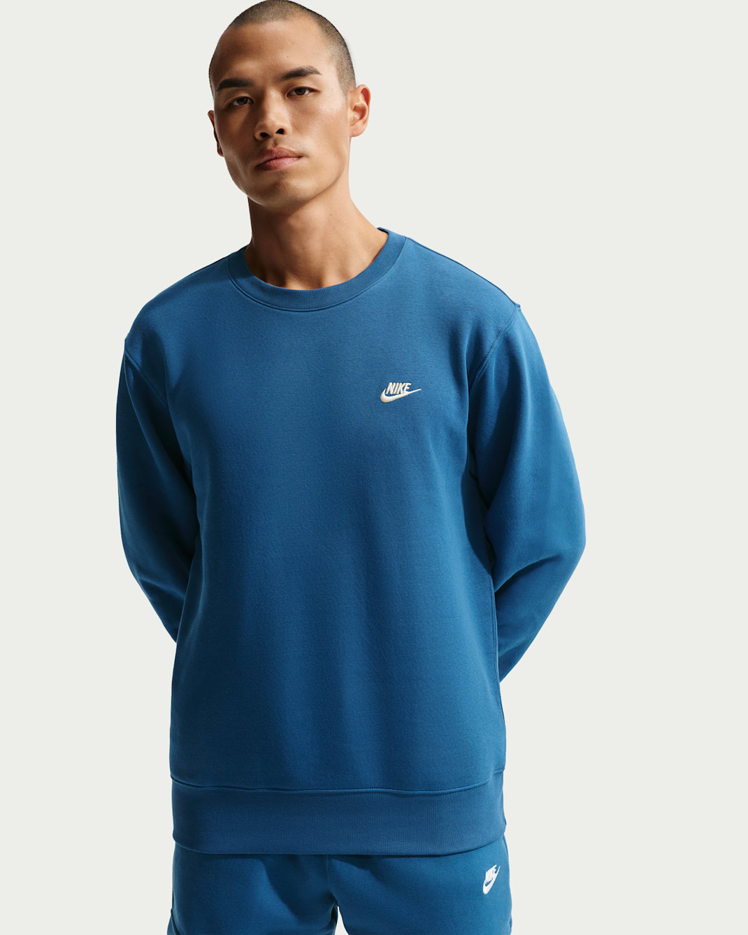Nike Club Men's Fleece Crew - Court Blue/Light Khaki