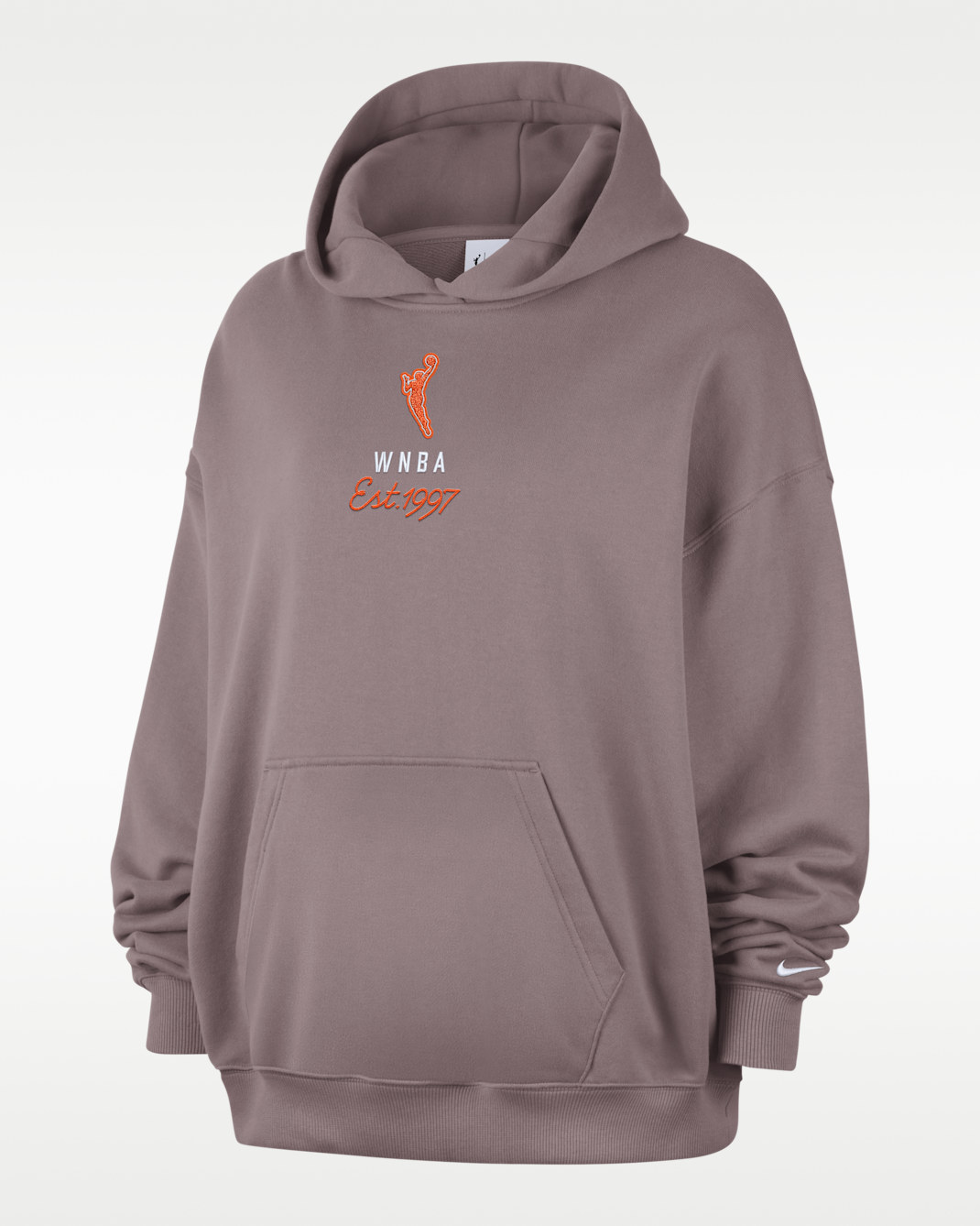 WNBA Women's Oversized French Terry Pullover Hoodie - Taupe Grey/White