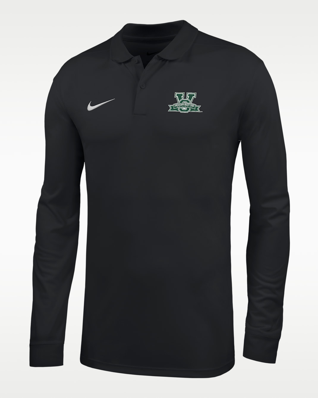 Nike College (Mississippi Valley State University) Men's Dri-FIT Long-Sleeve Polo - Black