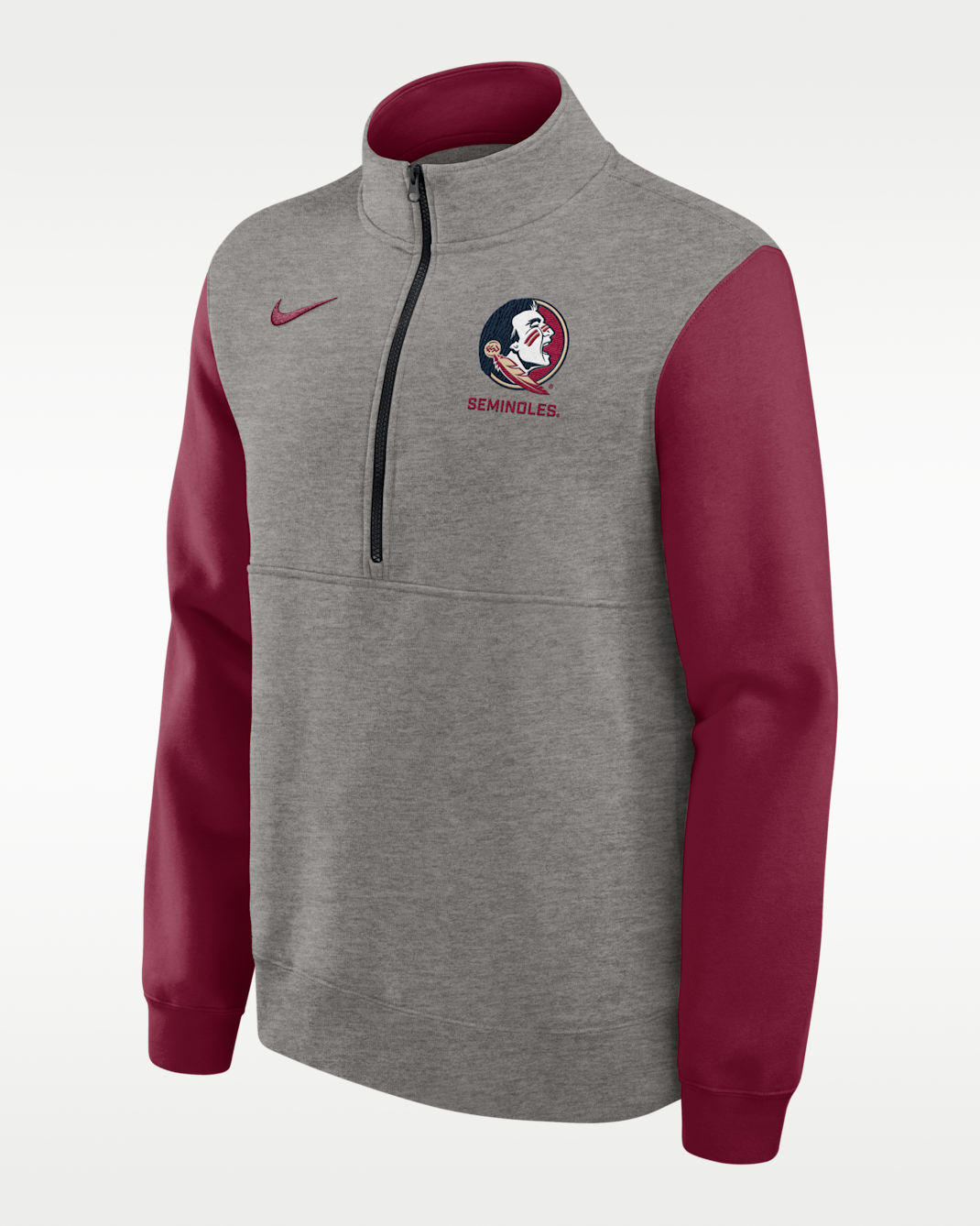 Florida State Club Men's Nike College 1/2-Zip Crew - Grey Heather